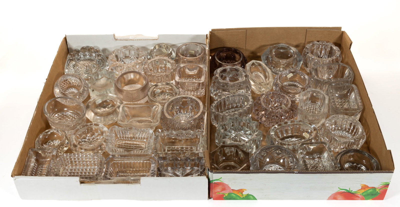 ASSORTED PRESSED GLASS OPEN MASTER SALTS, LOT OF 40 (1 of 1)