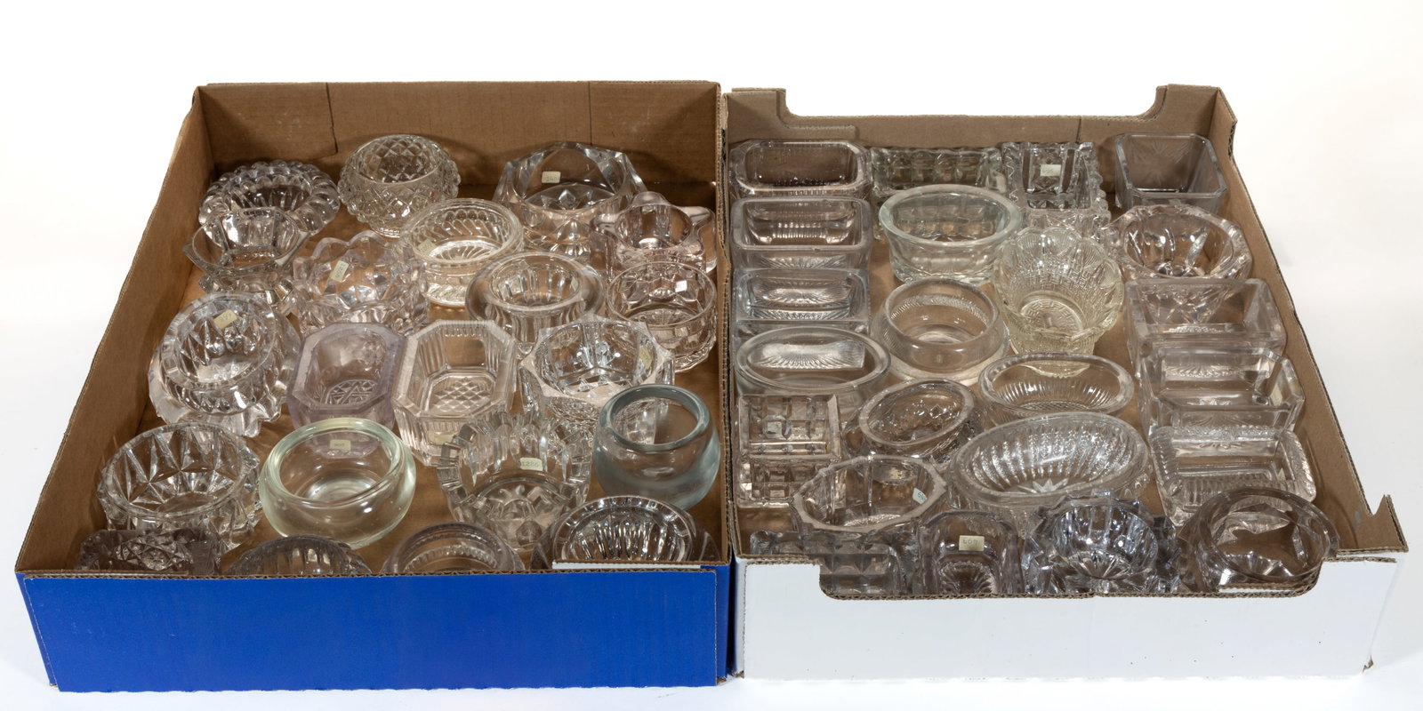 ASSORTED PRESSED GLASS OPEN MASTER SALTS, LOT OF 44 (1 of 1)