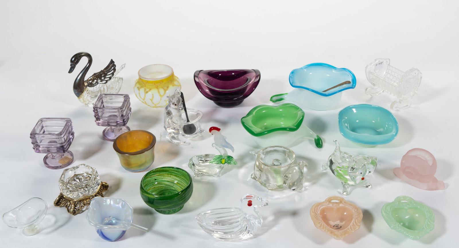 ASSORTED NOVELTY 20TH CENTURY GLASS OPEN SALTS, LOT OF 26 (1 of 1)
