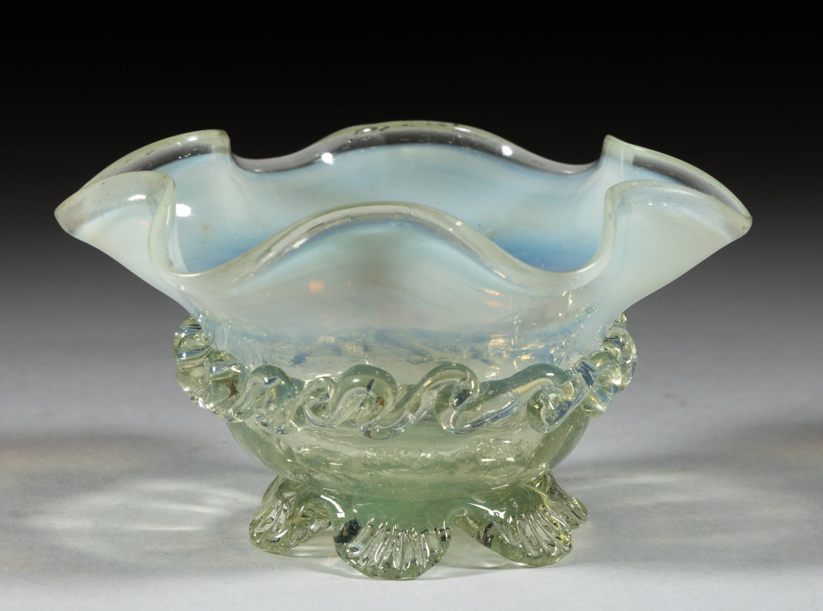 VICTORIAN OPALESCENT GLASS OPEN SALT (1 of 1)