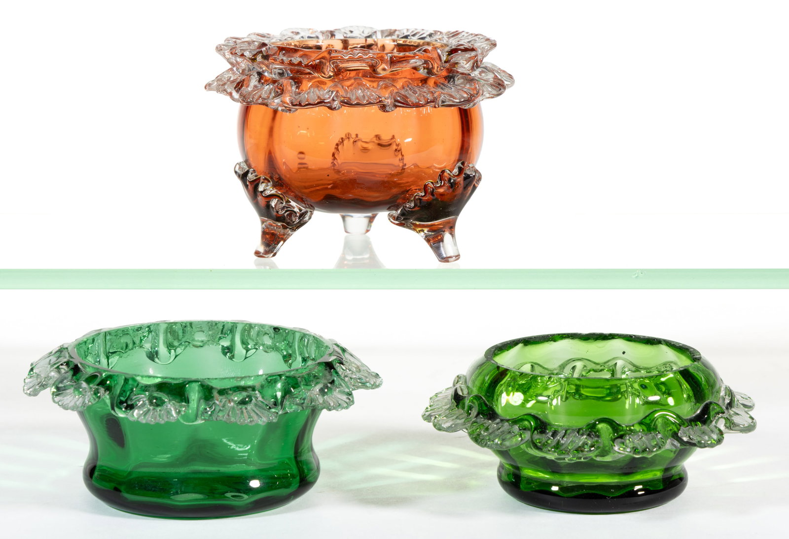 ASSORTED VICTORIAN GLASS OPEN SALTS, LOT OF THREE (1 of 1)