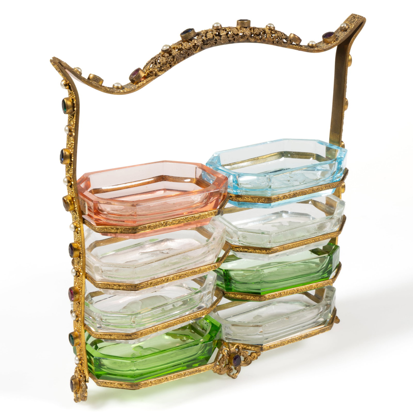 INTAGLIO GLASS OPEN SALTS IN STAND (1 of 1)