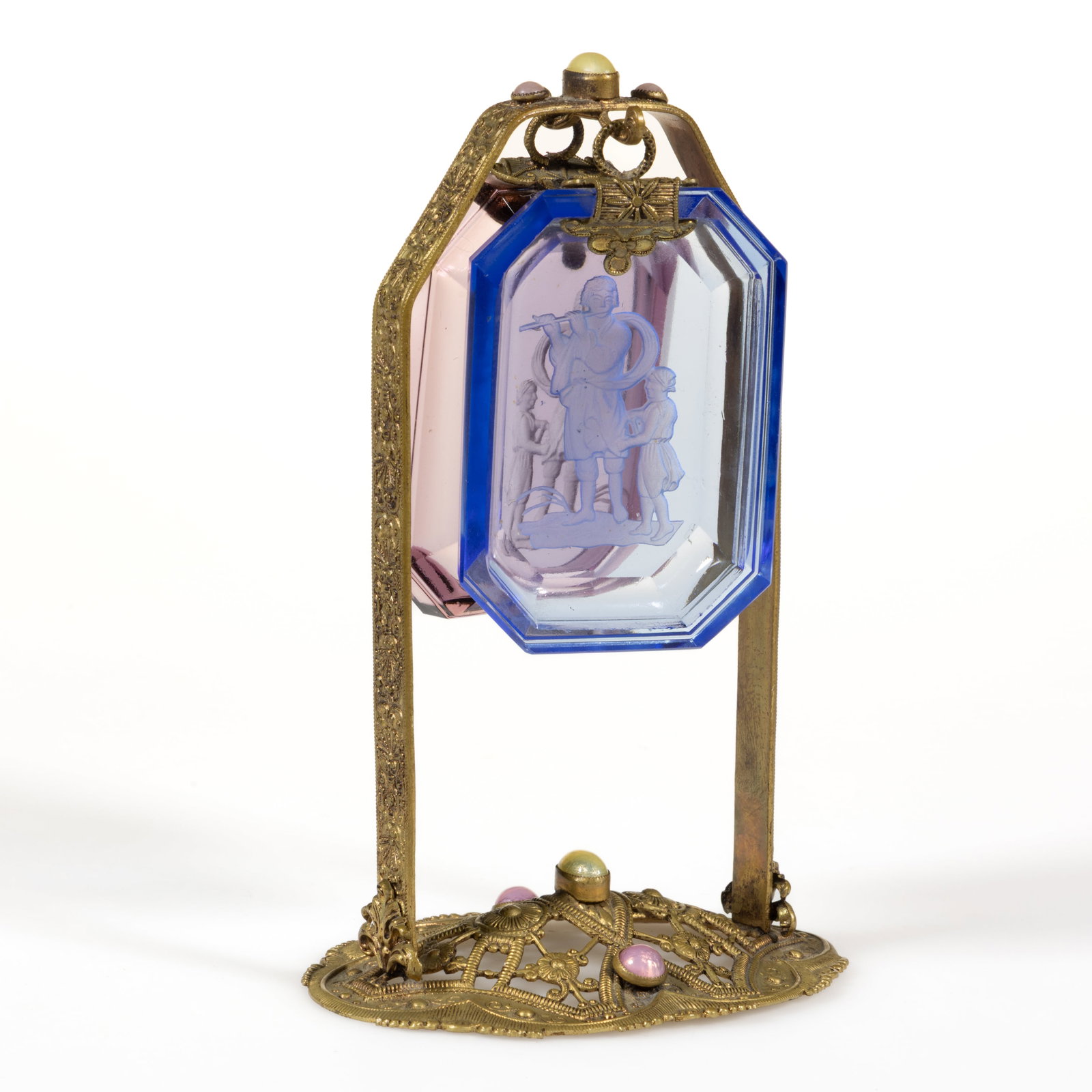 INTAGLIO GLASS OPEN SALTS IN A HANGING FRAME (1 of 2)