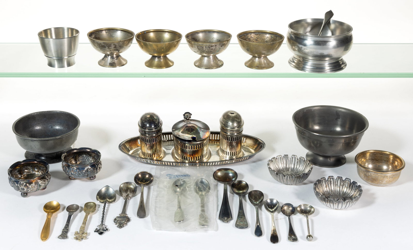 ASSORTED SILVER-PLATED AND OTHER METAL OPEN SALTS AND ARTICLES, LOT OF 29 (1 of 1)