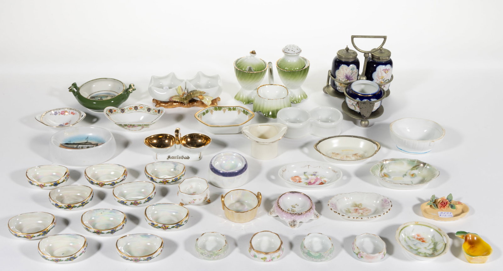 GERMAN PORCELAIN OPEN SALTS AND OTHER RELATED ARTICLES, LOT OF 37 (1 of 1)