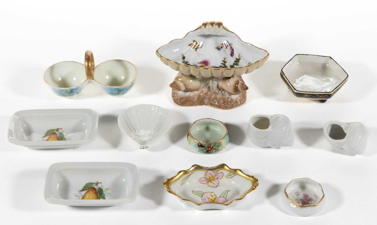 FRENCH LIMOGES PORCELAIN OPEN SALTS, LOT OF 11 (1 of 1)
