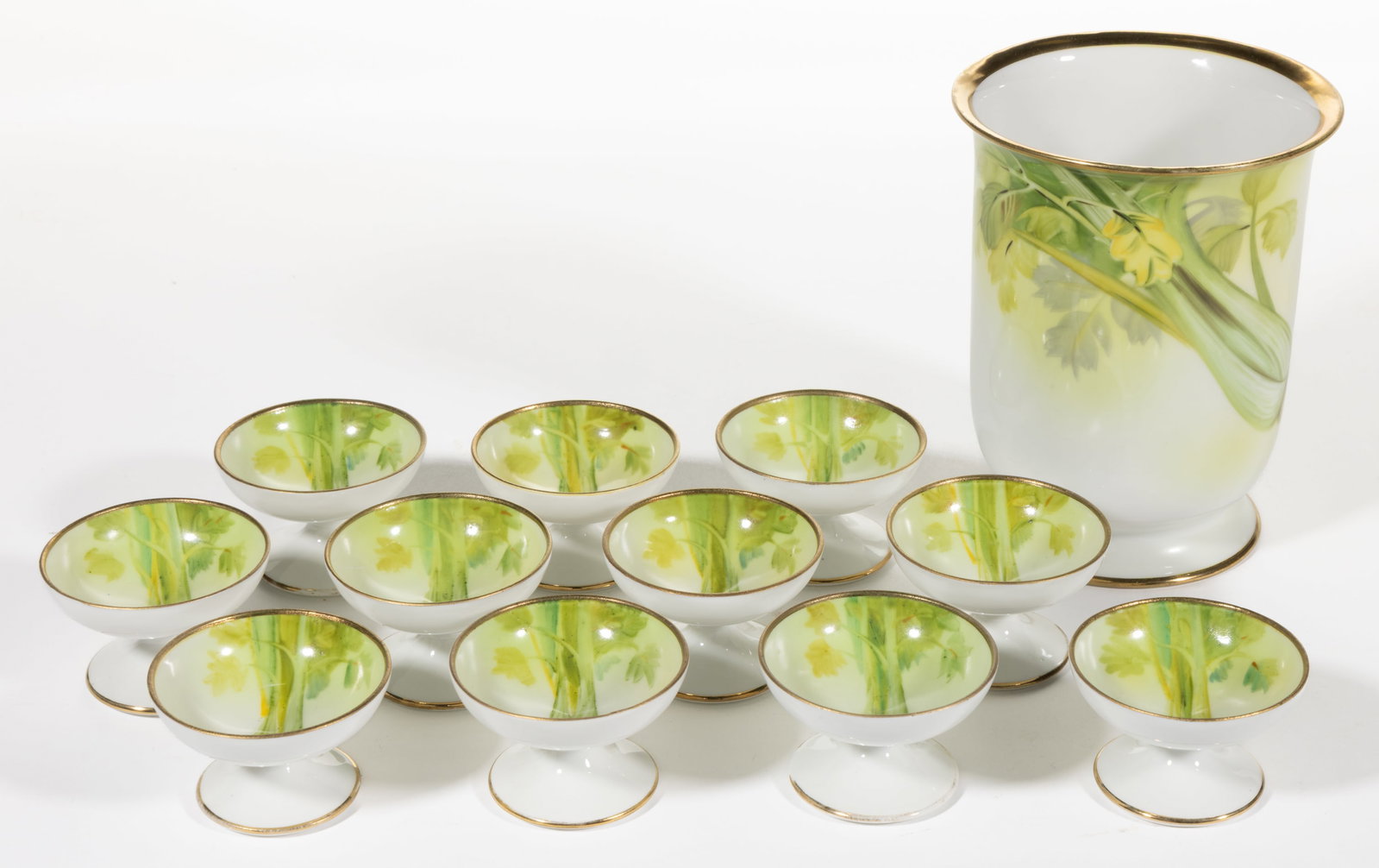 JAPANESE NIPPON PORCELAIN HAND-PAINTED 12-PIECE CELERY SET (1 of 1)