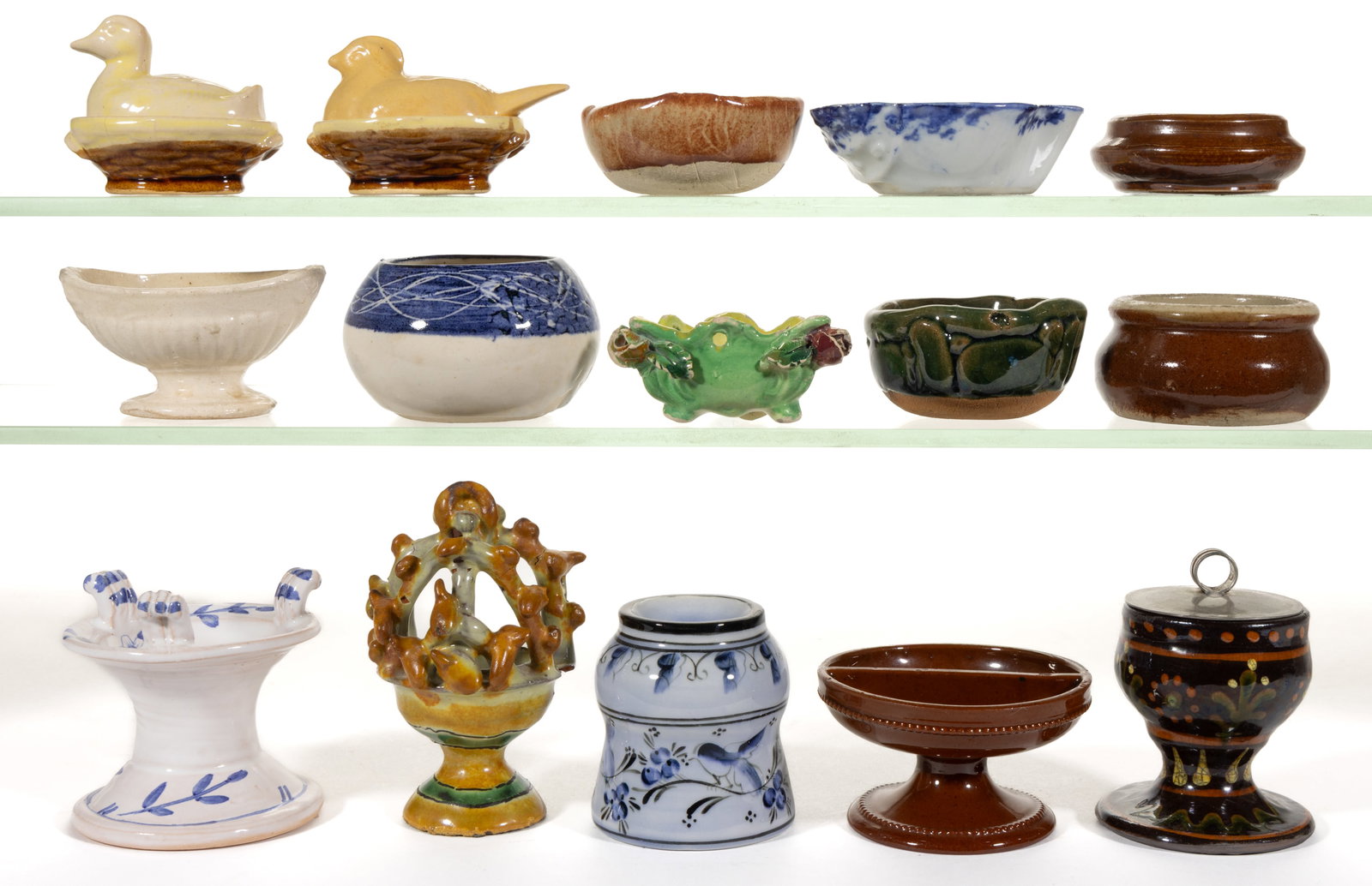 ASSORTED CERAMIC / POTTERY OPEN SALTS, LOT OF 15 (1 of 1)