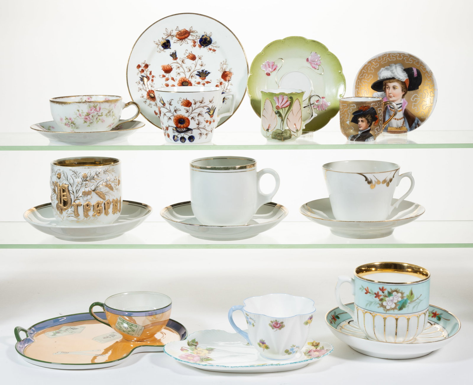 ASSORTED PORCELAIN CUP AND SAUCER SETS, LOT OF TEN (1 of 1)