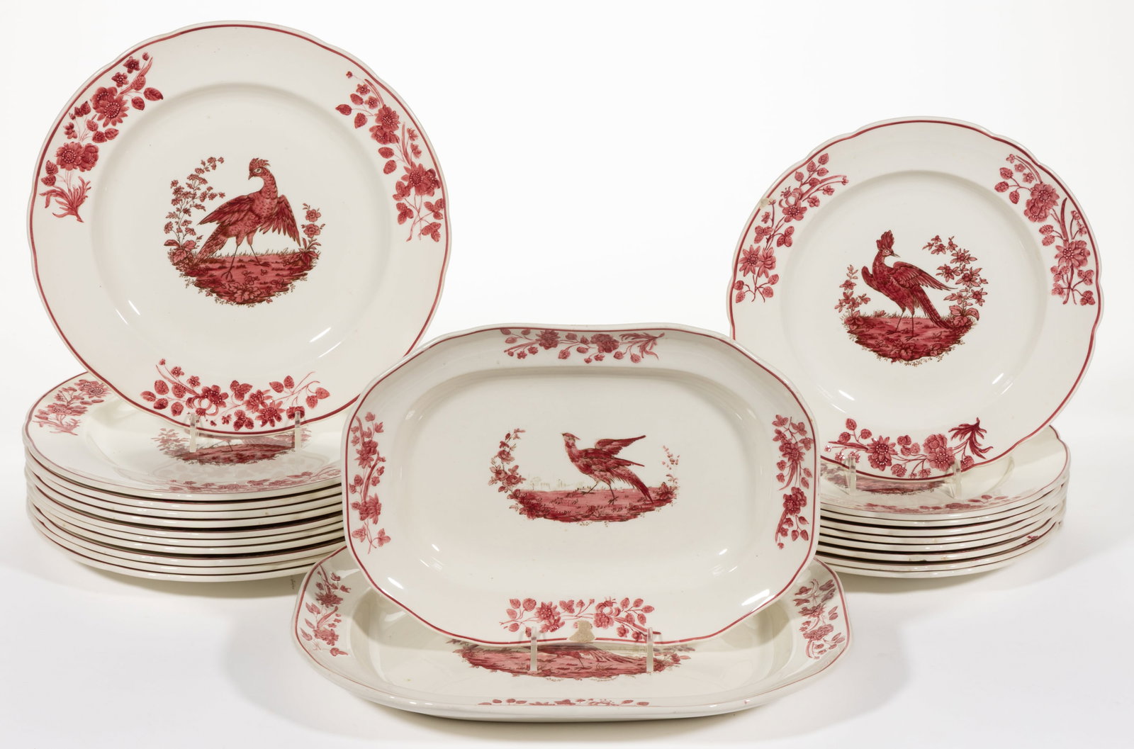 ENGLISH COPELAND SPODE SP67 BIRD MOTIF CERAMIC TABLE ARTICLES, LOT OF 22 (1 of 2)