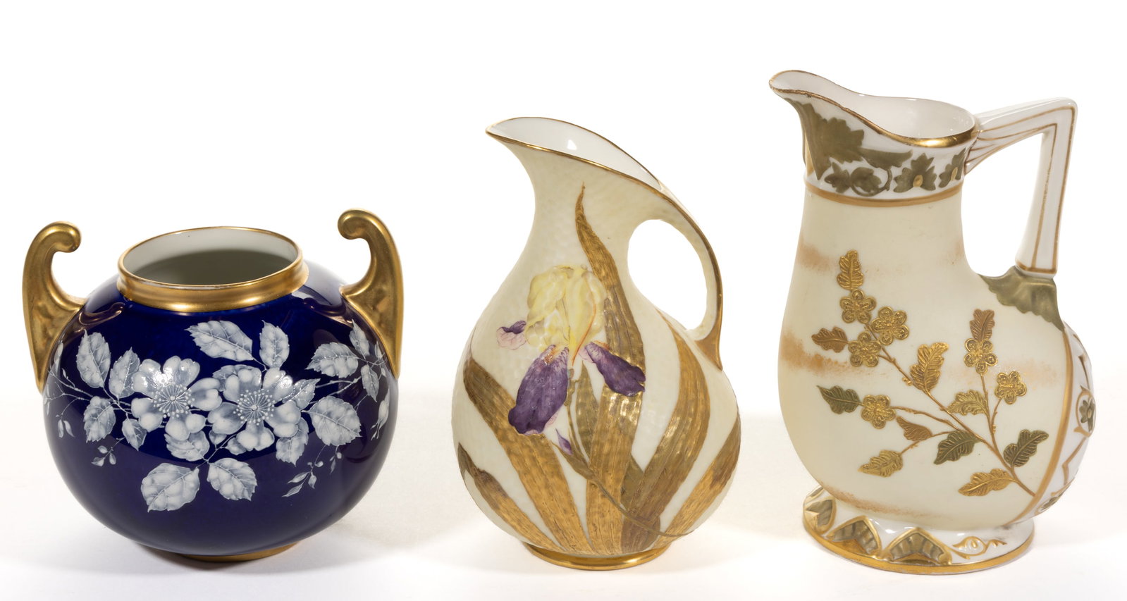 AMERICAN BELLEEK OTT & BREWER CO. HAND-PAINTED PORCELAIN ARTICLES, LOT OF THREE (1 of 4)