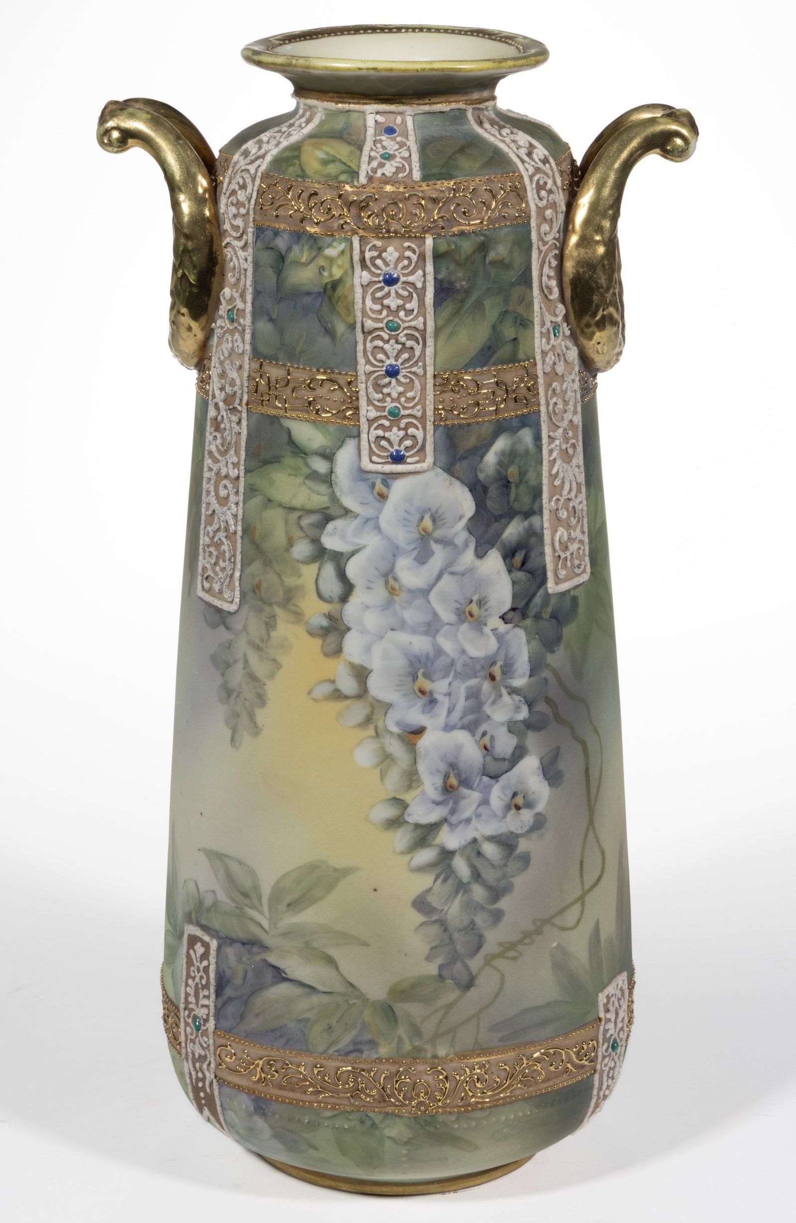 JAPANESE NIPPON PORCELAIN WISTERIA MOTIF VASE (1 of 4)