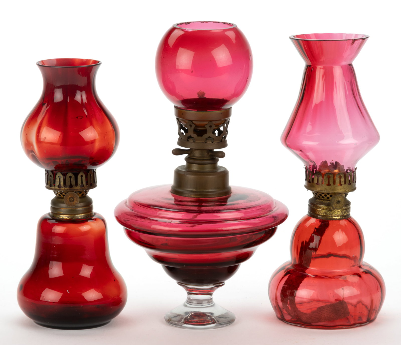 ASSORTED RUBY/RED CASED MINIATURE LAMPS, LOT OF THREE (1 of 1)