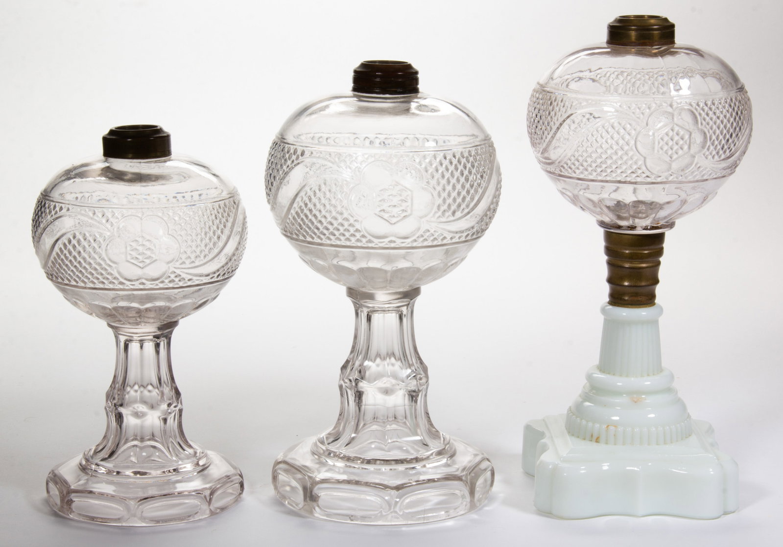 MOUNTAIN LAUREL KEROSENE STAND LAMPS, LOT OF THREE (1 of 1)