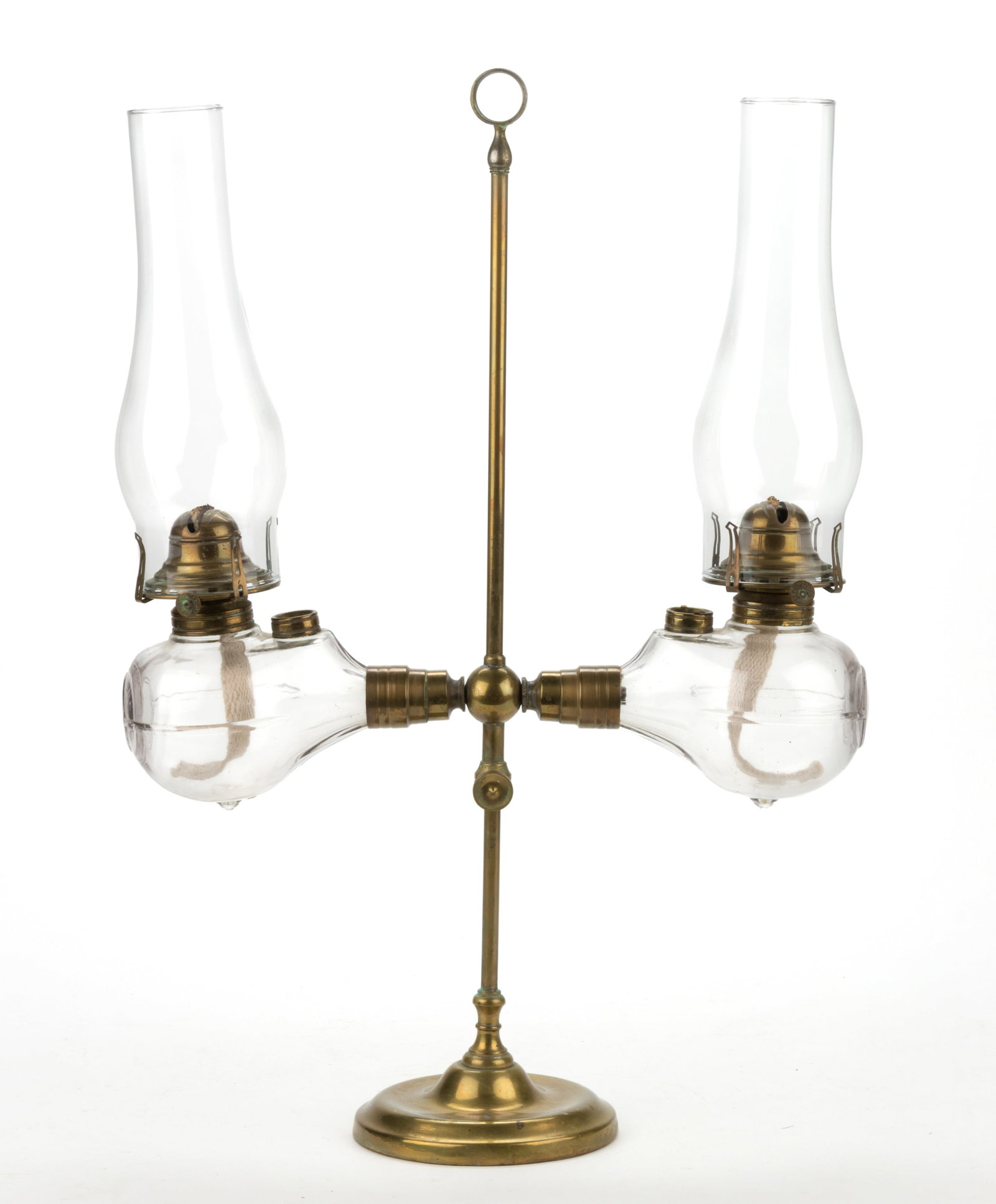RARE I. P. FRINK DOUBLE-ARM KEROSENE STUDENT LAMP (1 of 1)