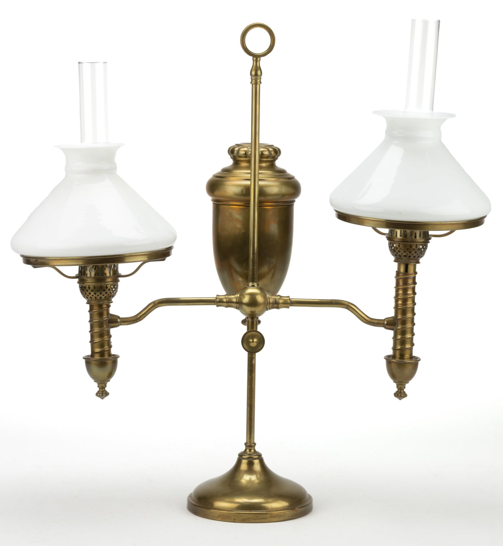 MANHATTAN BRASS CO. BRASS PERFECTION DOUBLE-ARM KEROSENE STUDENT LAMP (1 of 1)