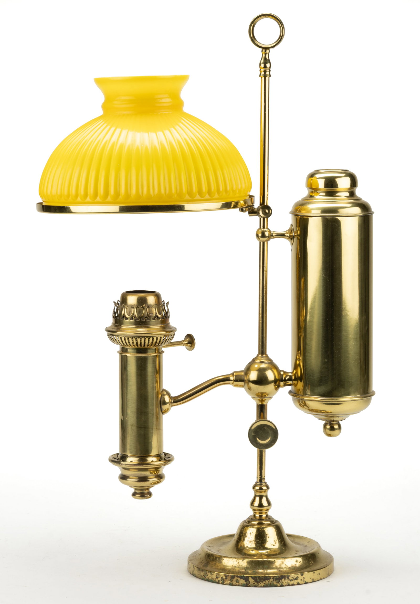 AMERICAN - BELGIAN LAMP CO. BRASS SINGLE-ARM KEROSENE STUDENT LAMP (1 of 1)