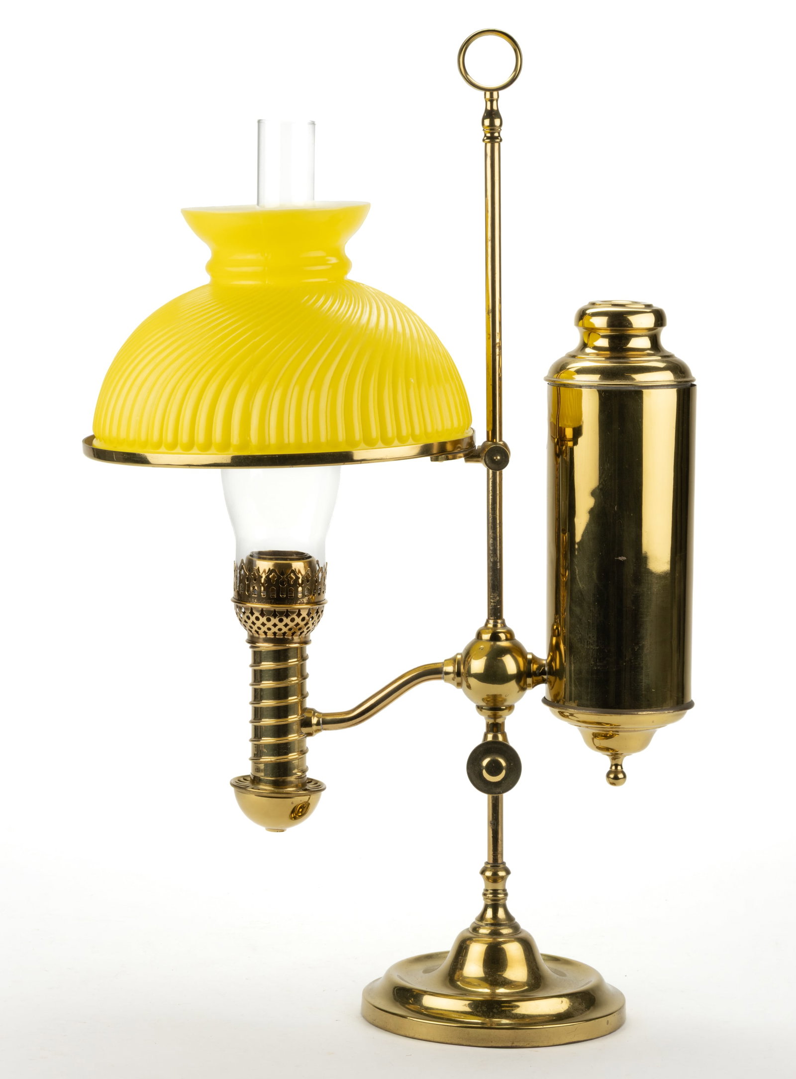 MANHATTAN BRASS CO. PERFECTION MAMMOTH BRASS SINGLE-ARM KEROSENE STUDENT LAMP (1 of 1)