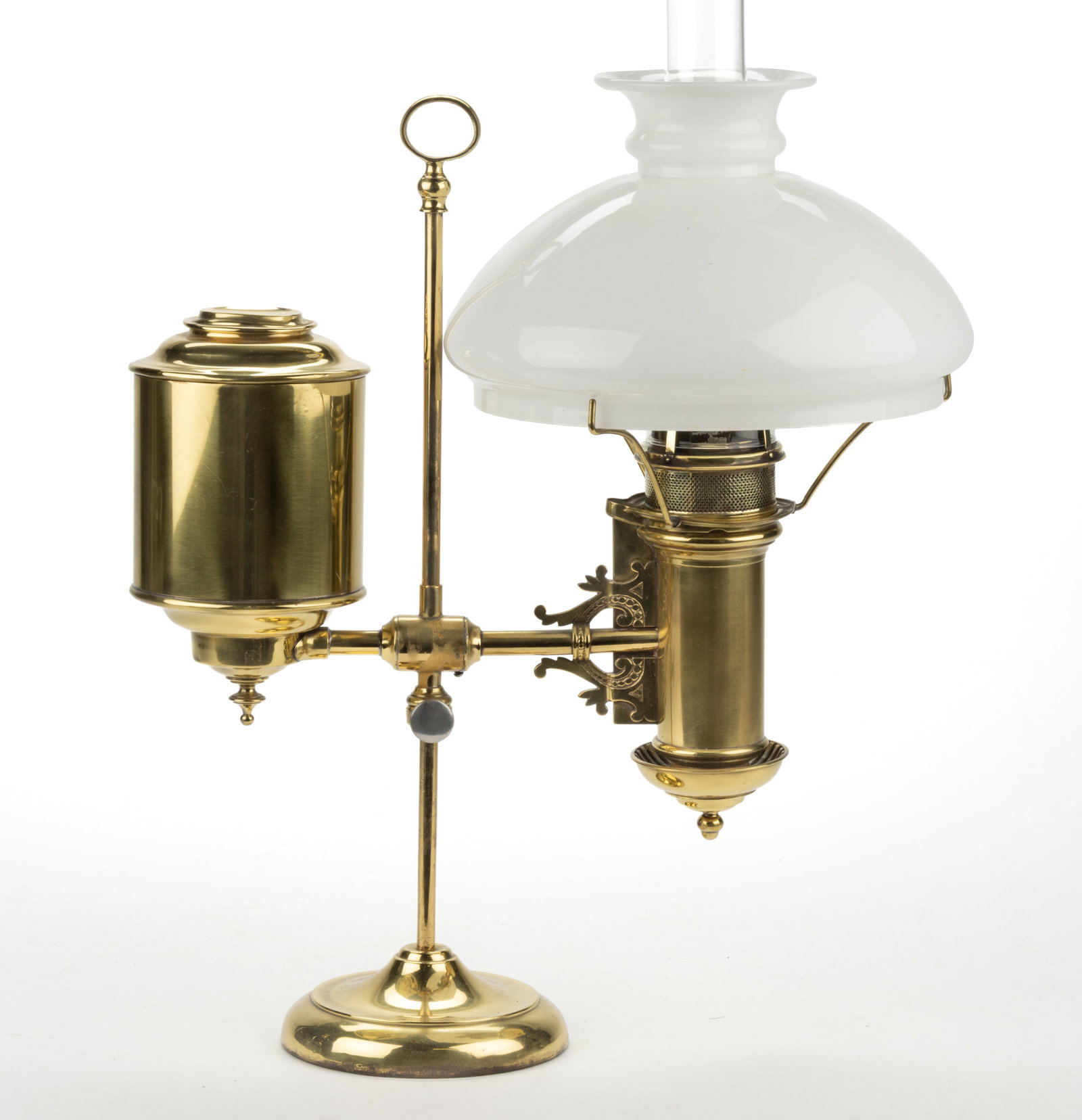BRASS SINGLE-ARM KEROSENE STUDENT LAMP (1 of 1)