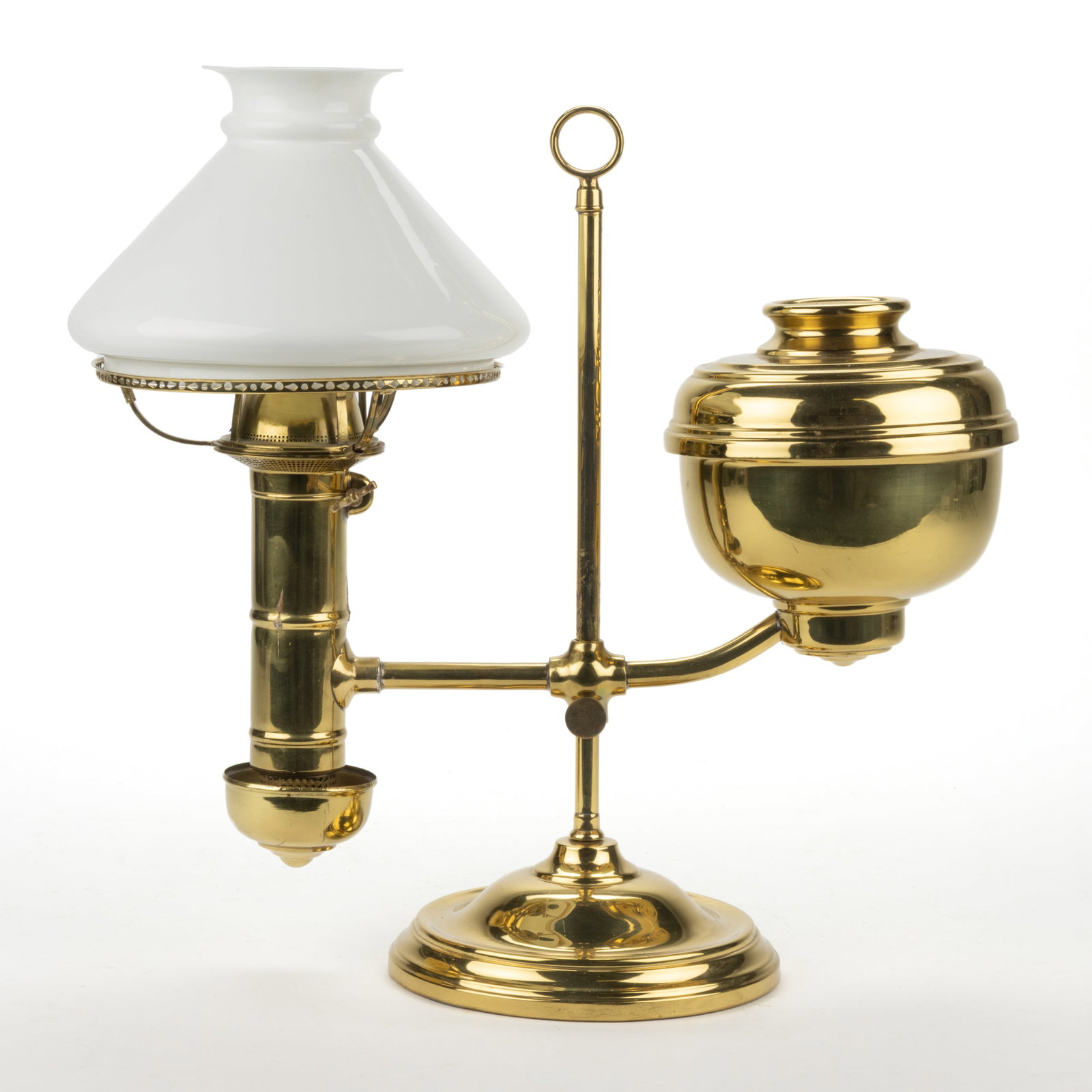THE GERMAIN STUDENT LAMP CO. ATTRIBUTED BRASS SINGLE-ARM KEROSENE STUDENT LAMP (1 of 1)