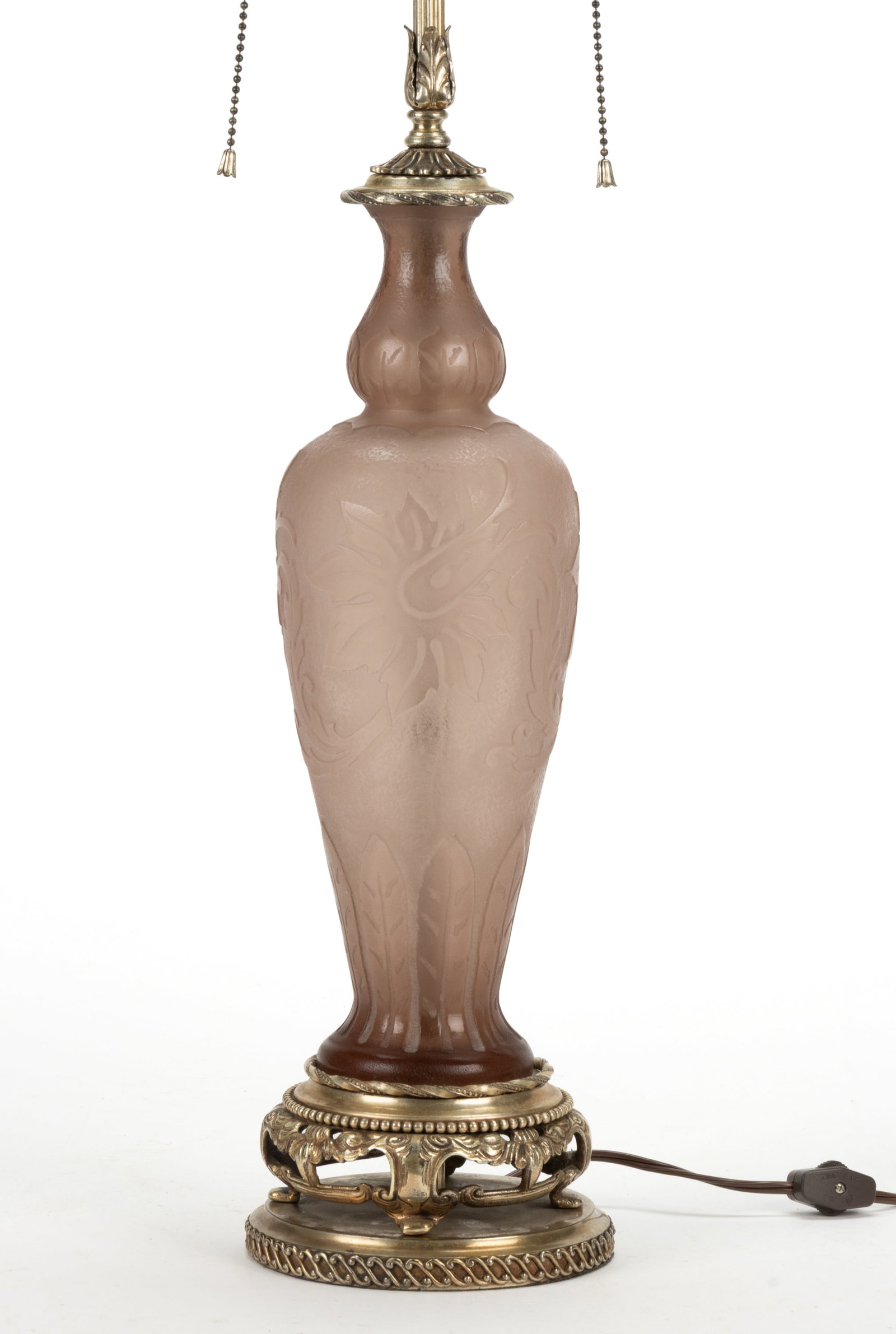 STEUBEN FLORAL ACID ETCHED ART GLASS ELECTRIC TABLE LAMP (1 of 3)