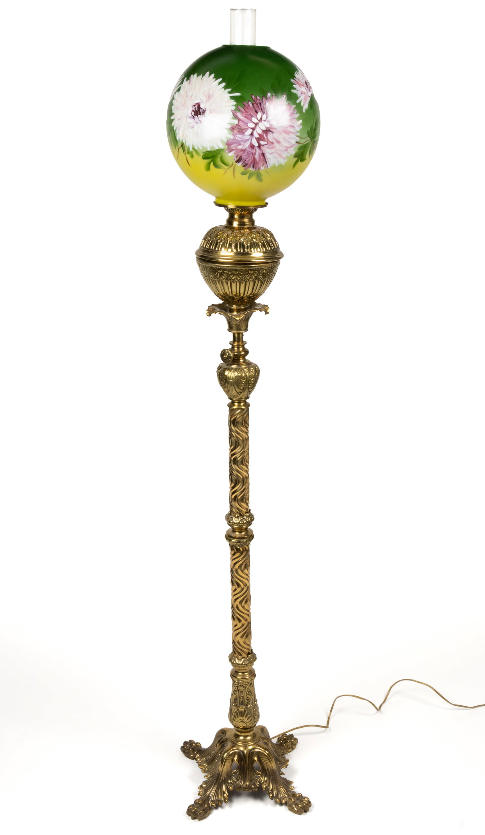 SIGNED P.E. GUERIN STAMPED AND CAST-BRASS PIANO FLOOR LAMP (1 of 3)