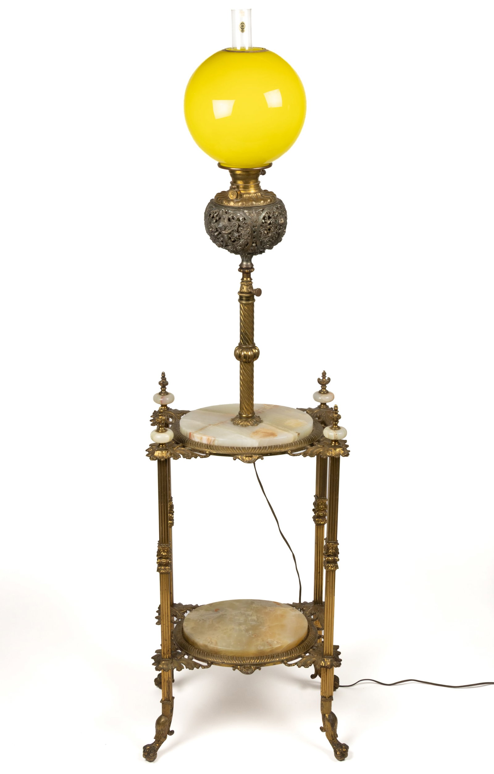 BRADLEY & HUBBARD ATTRIBUTED MIXED METALS AND ONYX ADJUSTABLE PIANO TABLE FLOOR LAMP (1 of 2)