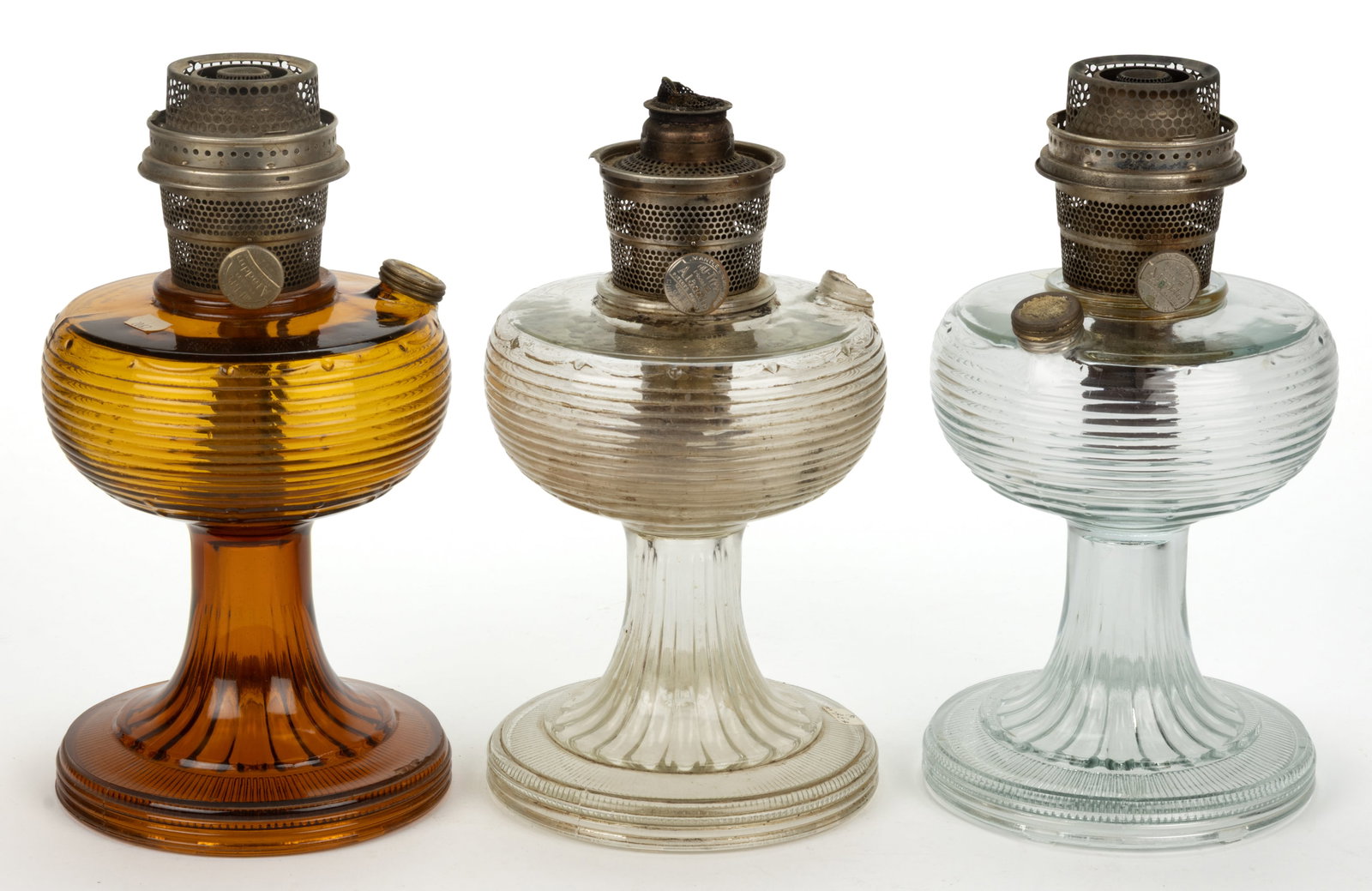 ALADDIN MODEL B-80 AND B-82 / BEEHIVE KEROSENE STAND LAMPS, LOT OF THREE (1 of 1)