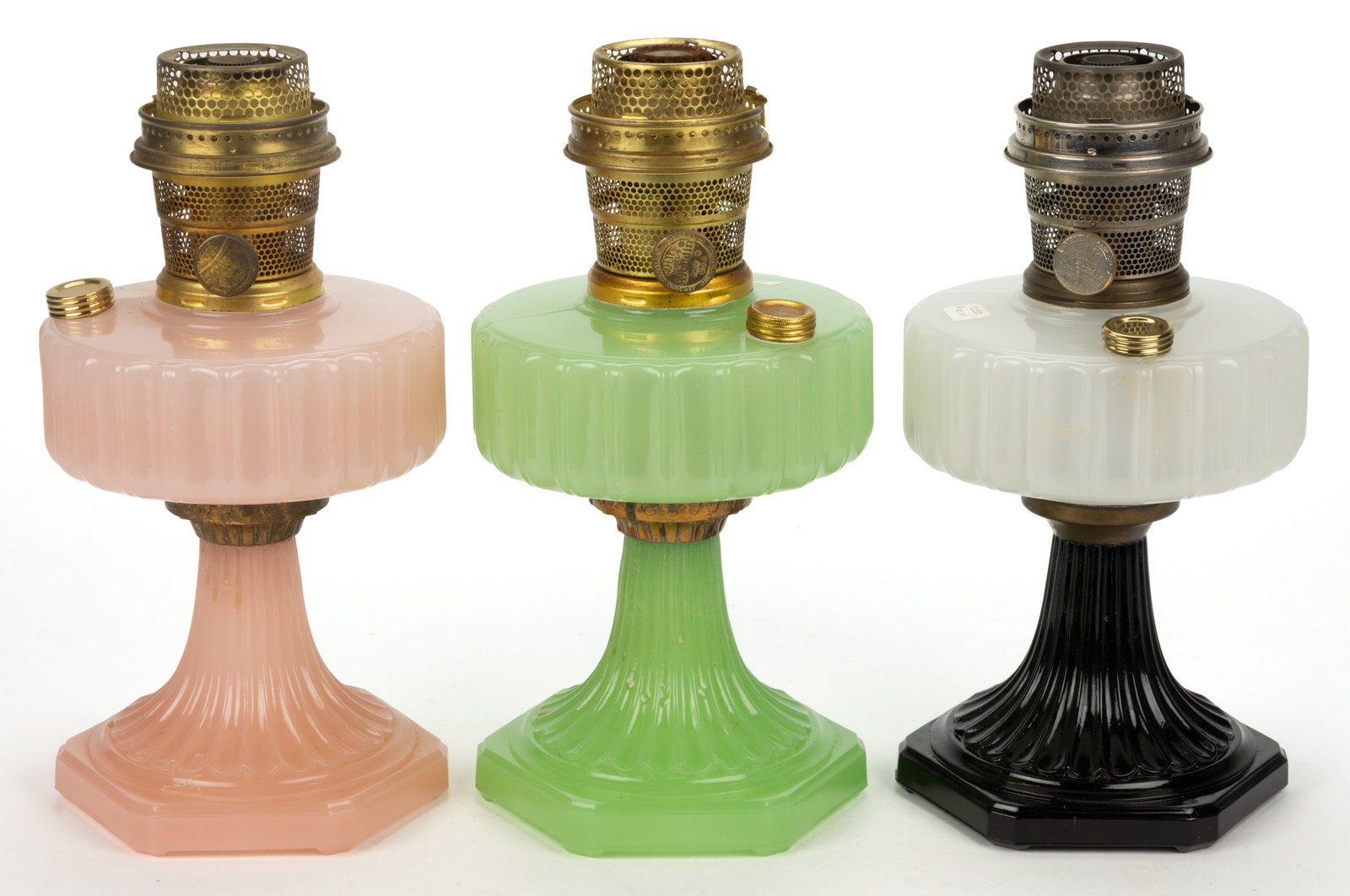 ALADDIN MODEL B-111, B-116, AND B-124 / CORINTHIAN KEROSENE STAND LAMPS, LOT OF THREE (1 of 1)