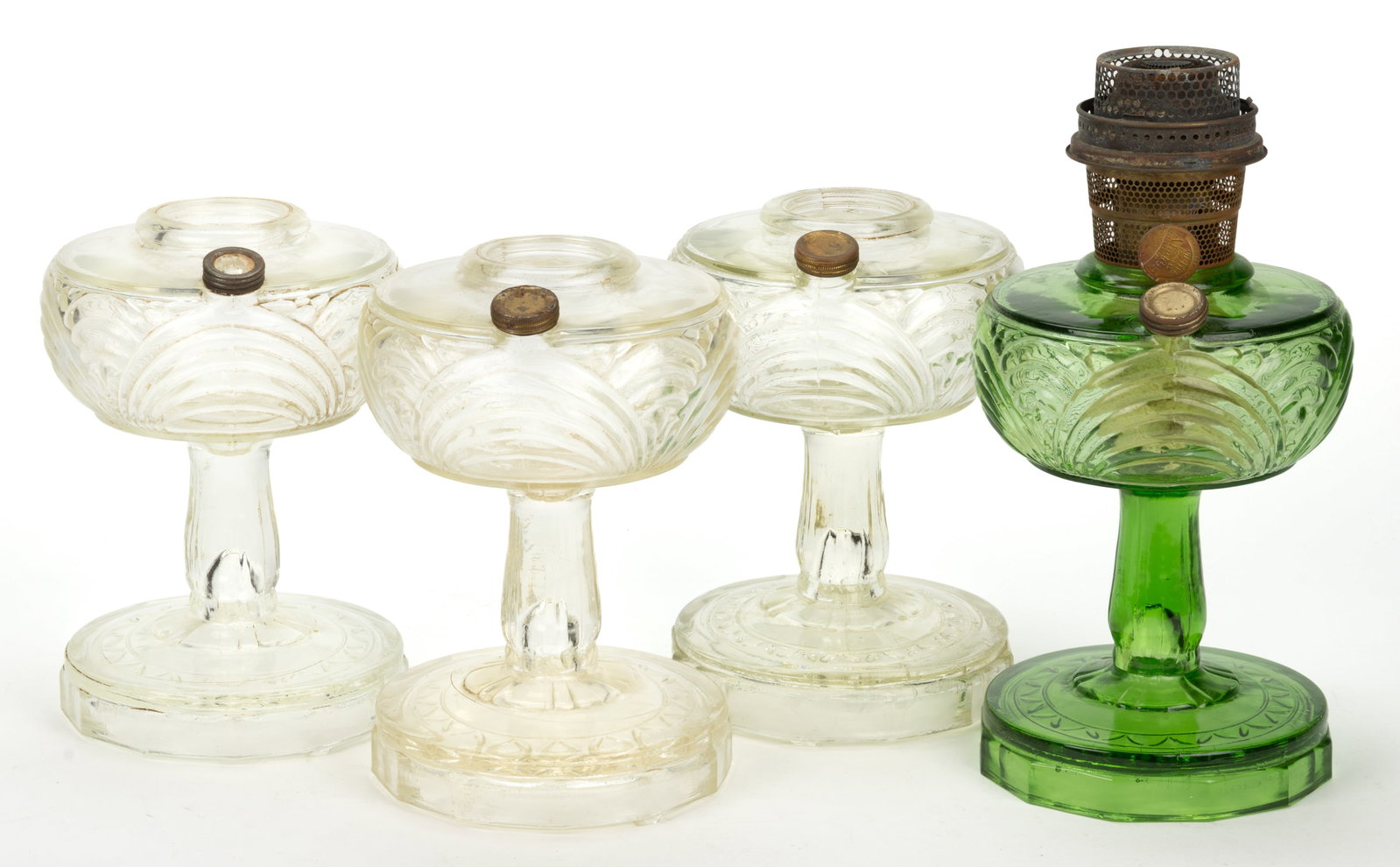 ALADDIN MODEL B-53 AND B-55 / WASHINGTON DRAPE KEROSENE STAND LAMPS, LOT OF FOUR (1 of 1)