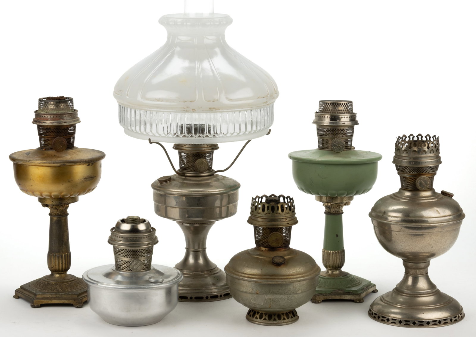 ASSORTED ALADDIN AND OTHER METAL LAMPS, LOT OF SIX (1 of 1)