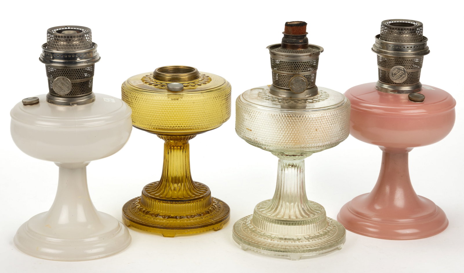 ASSORTED ALADDIN GLASS STAND LAMPS, LOT OF FOUR (1 of 1)