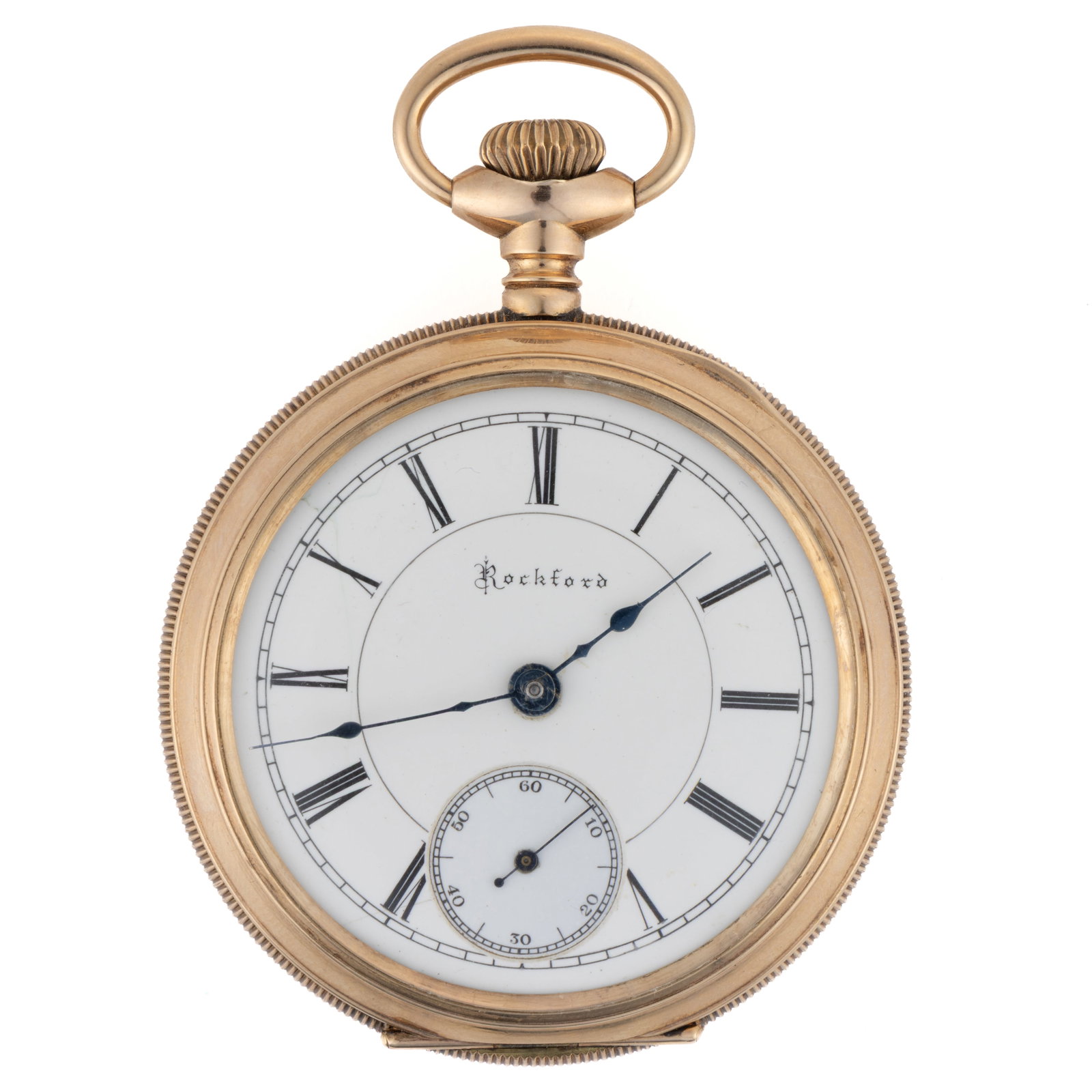 ROCKFORD 15-JEWEL GRADE 87 MODEL 7 POCKET WATCH: ROCKFORD 15-JEWEL GRADE 87 MODEL 7 POCKET WATCH, Grade 87, model 7 (serial no. 370952), 17-jewels, lever-set movement with white enamel dial, Roman numeral chapter ring, blued-steel spade hands, sunk 