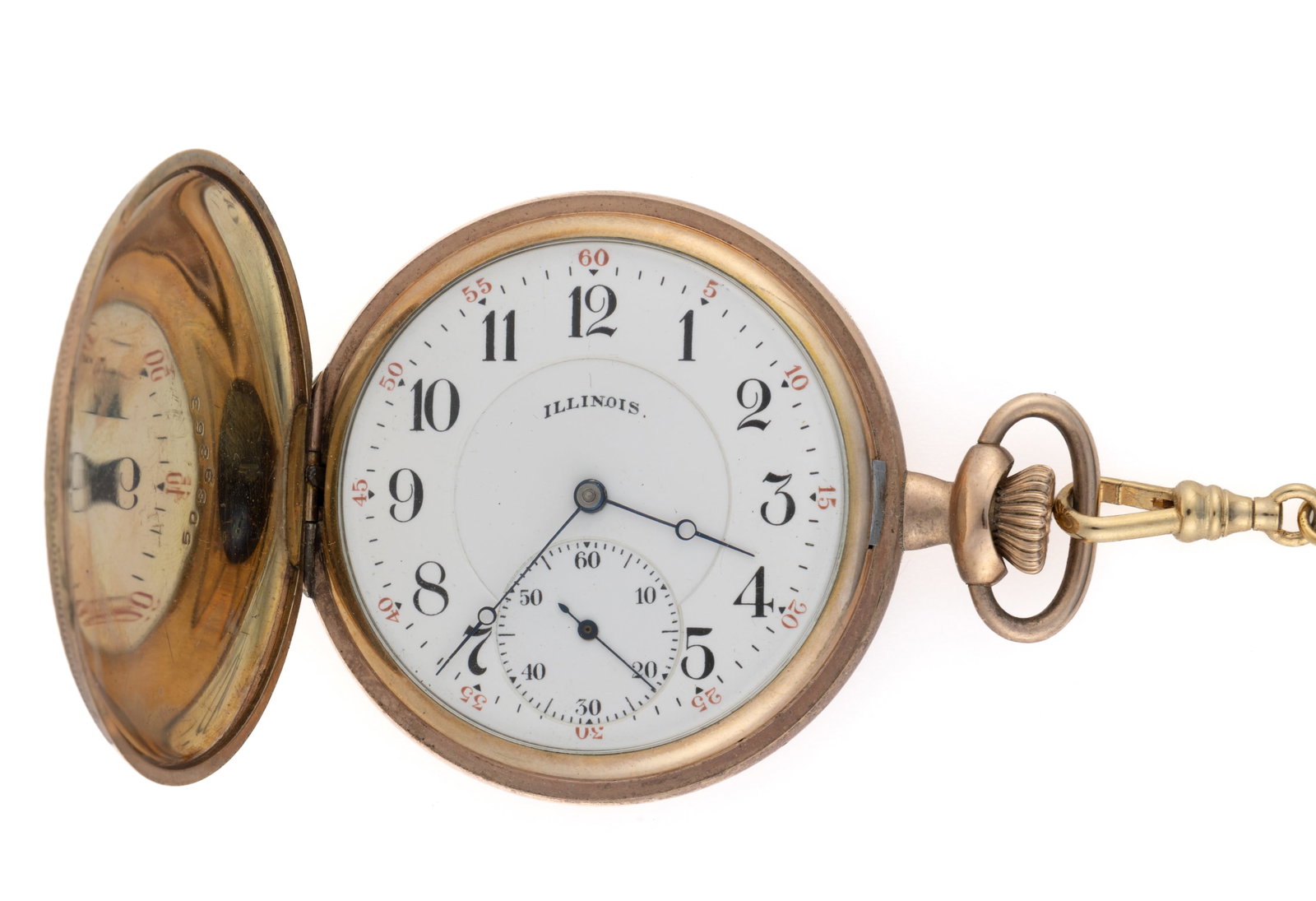 ILLINOIS 21-JEWEL GRADE 606 MODEL 6 POCKET WATCH: ILLINOIS 21-JEWEL GRADE 606 MODEL 6 POCKET WATCH, Grade 606, model 6 (serial no. 4401485), 21-jewels, pendant-set movement with white enamel dial, Arabic numeral chapter ring, blued-steel moon hands, 