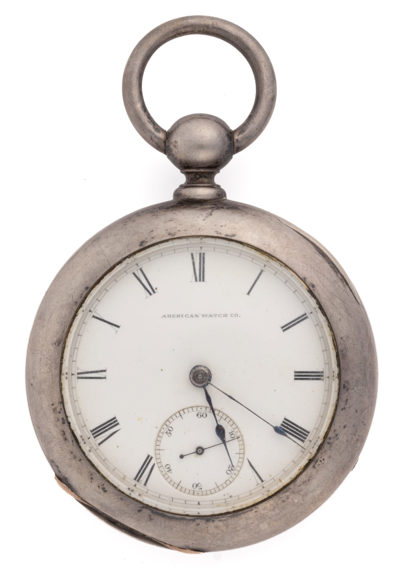 AMERICAN WATCH CO. (WALTHAM) 11-JEWEL MODEL 1857 KEY-WIND COIN SILVER-CASED POCKET WATCH: AMERICAN WATCH CO. (WALTHAM) 11-JEWEL MODEL 1857 KEY-WIND COIN SILVER-CASED POCKET WATCH, P.S. Bartlett grade, serial number 903649, having a white enamel dial with Roman chapter ring, sunk seconds su