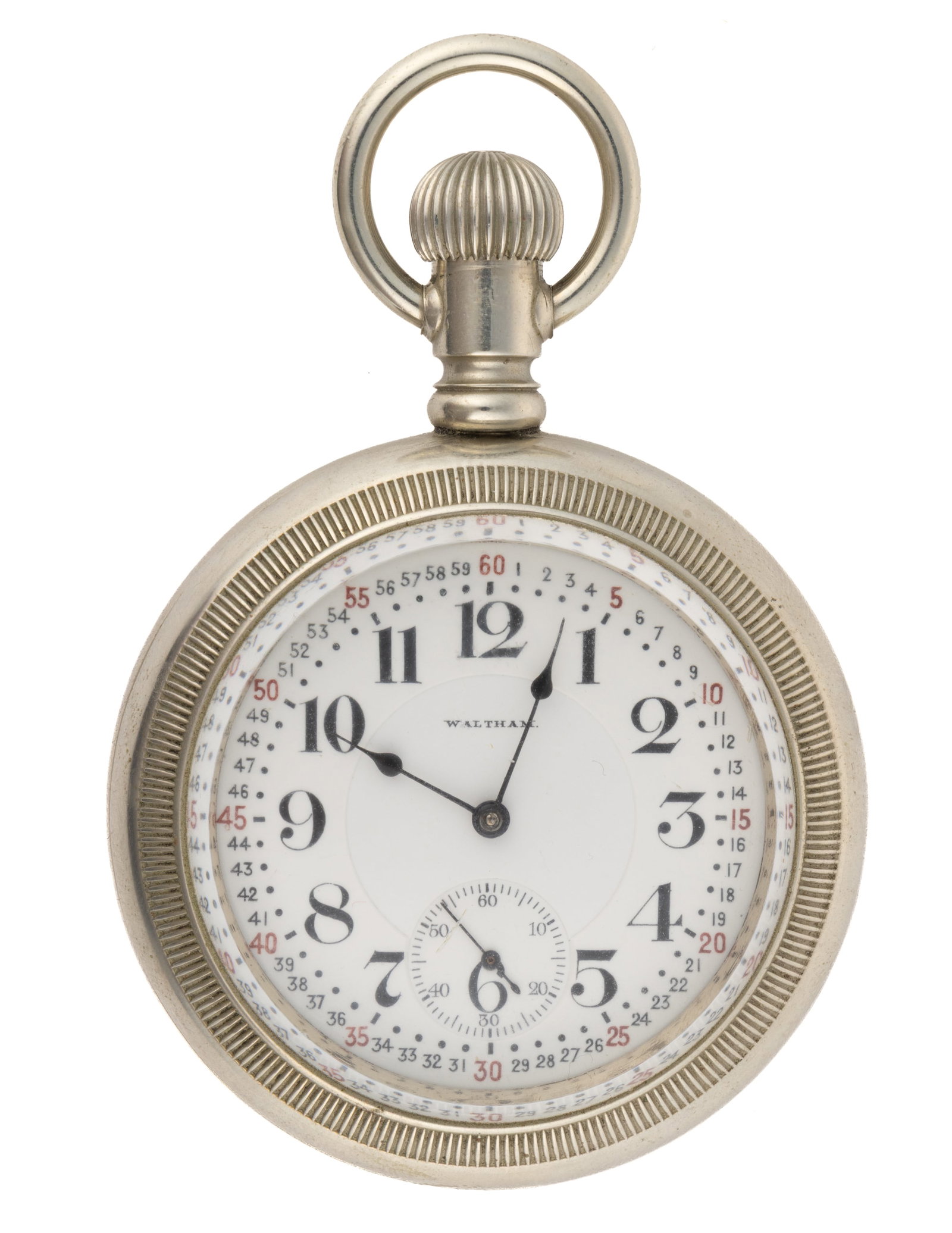 WALTHAM 21-JEWEL NO. 845 MODEL 1892 POCKET WATCH: WALTHAM 21-JEWEL NO. 845 MODEL 1892 POCKET WATCH, Grade No. 845, model 1892 (serial no. 18082557), 21-jewels, lever-set movement, railroad grade with white enamel dial, Arabic numeral chapter rin