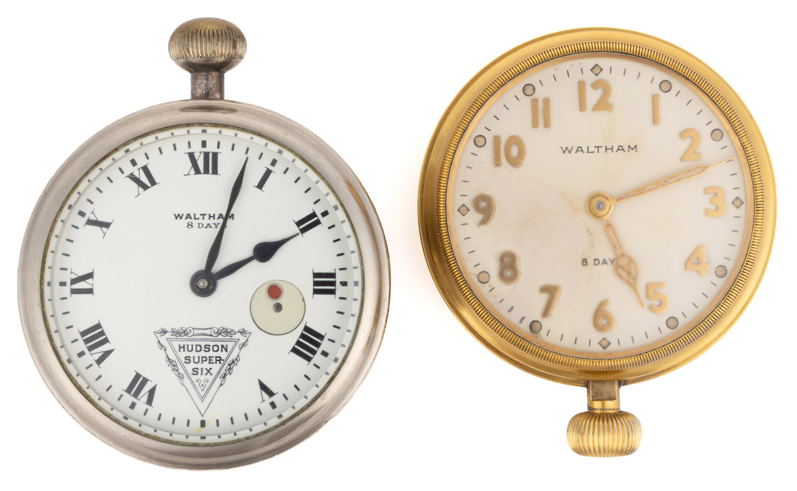 WALTHAM 7-JEWEL 8-DAYS MODEL 1910 CAR DASH CLOCK, LOT OF TWO (1 of 3)