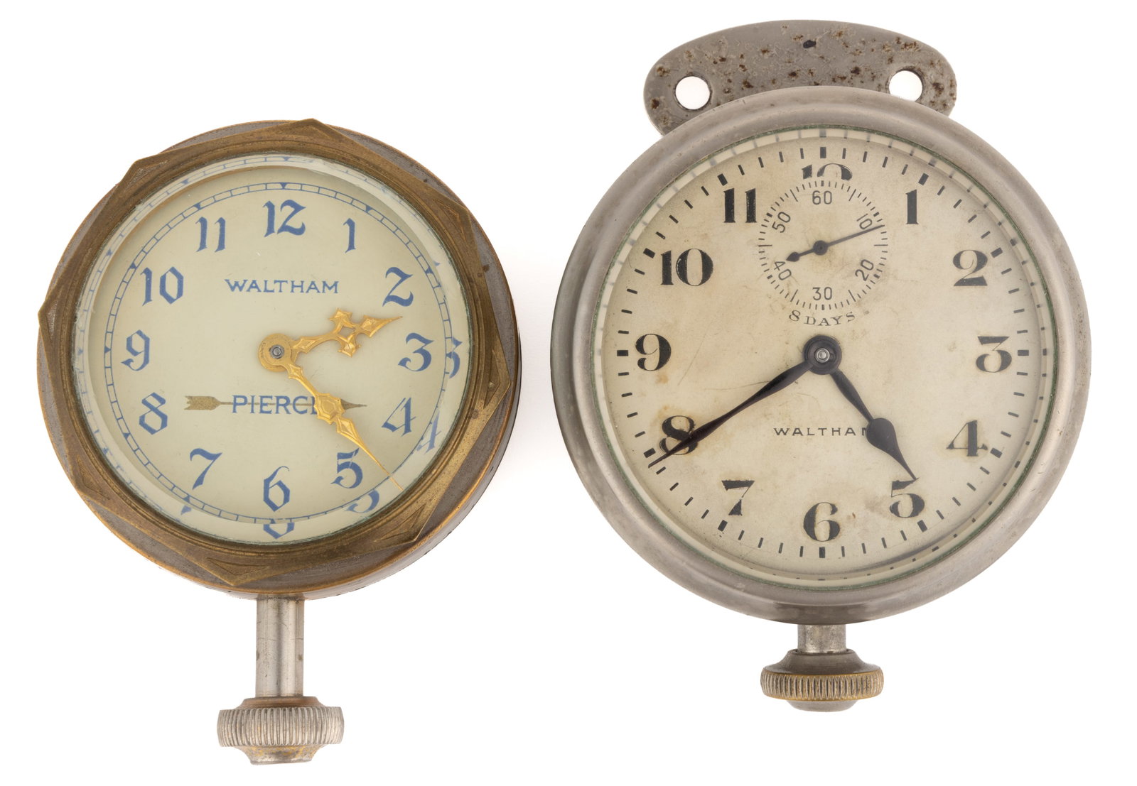 WALTHAM 7-JEWEL 8-DAYS CAR DASH CLOCK, LOT OF TWO (1 of 3)