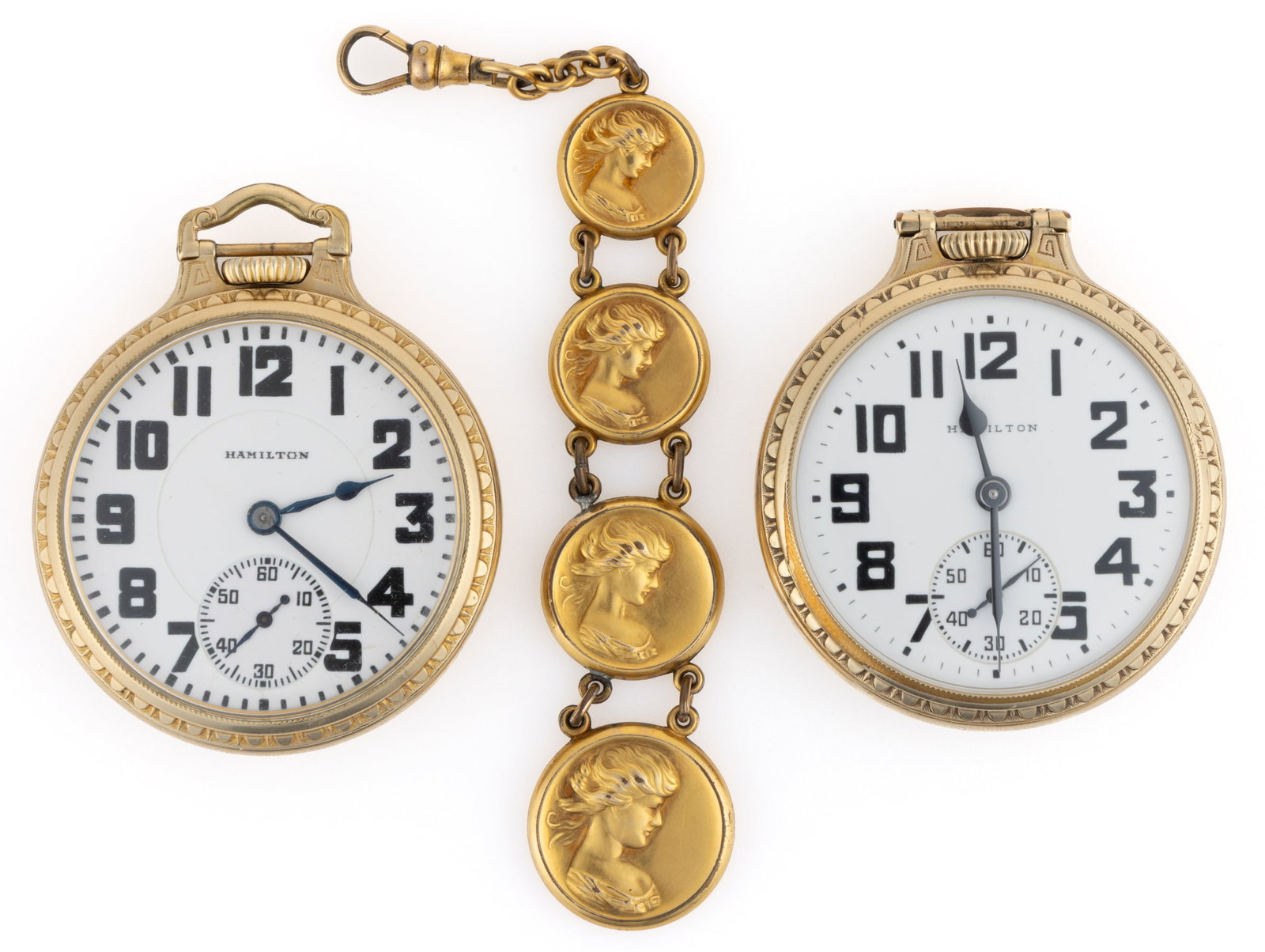 HAMILTON 21-JEWEL GRADE 992 POCKET WATCHES, LOT OF TWO: HAMILTON 21-JEWEL GRADE 992 POCKET WATCHES, LOT OF TWO comprising one Grade 992E, model 2 (serial no. 2624611) and one Grade 992B, model 5 (serial no. C160710), both 21-jewels, lever-set movement
