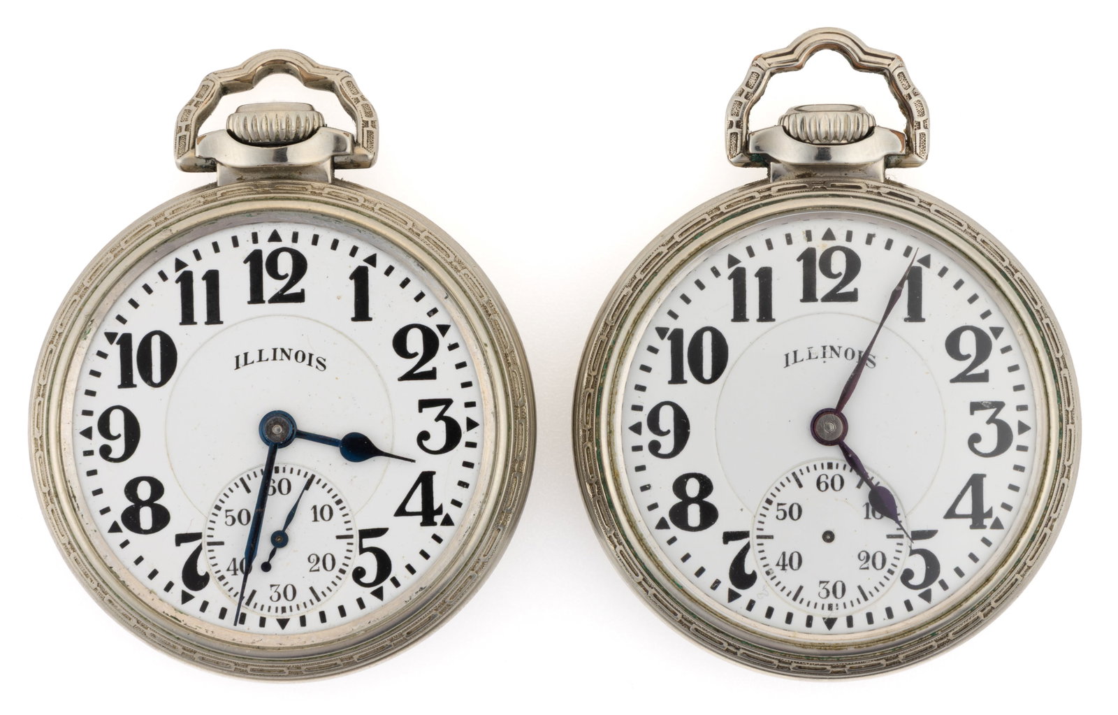ILLINOIS 21-JEWEL BUNN SPECIAL MODEL 14 TYPE III POCKET WATCHES, LOT OF TWO (1 of 3)