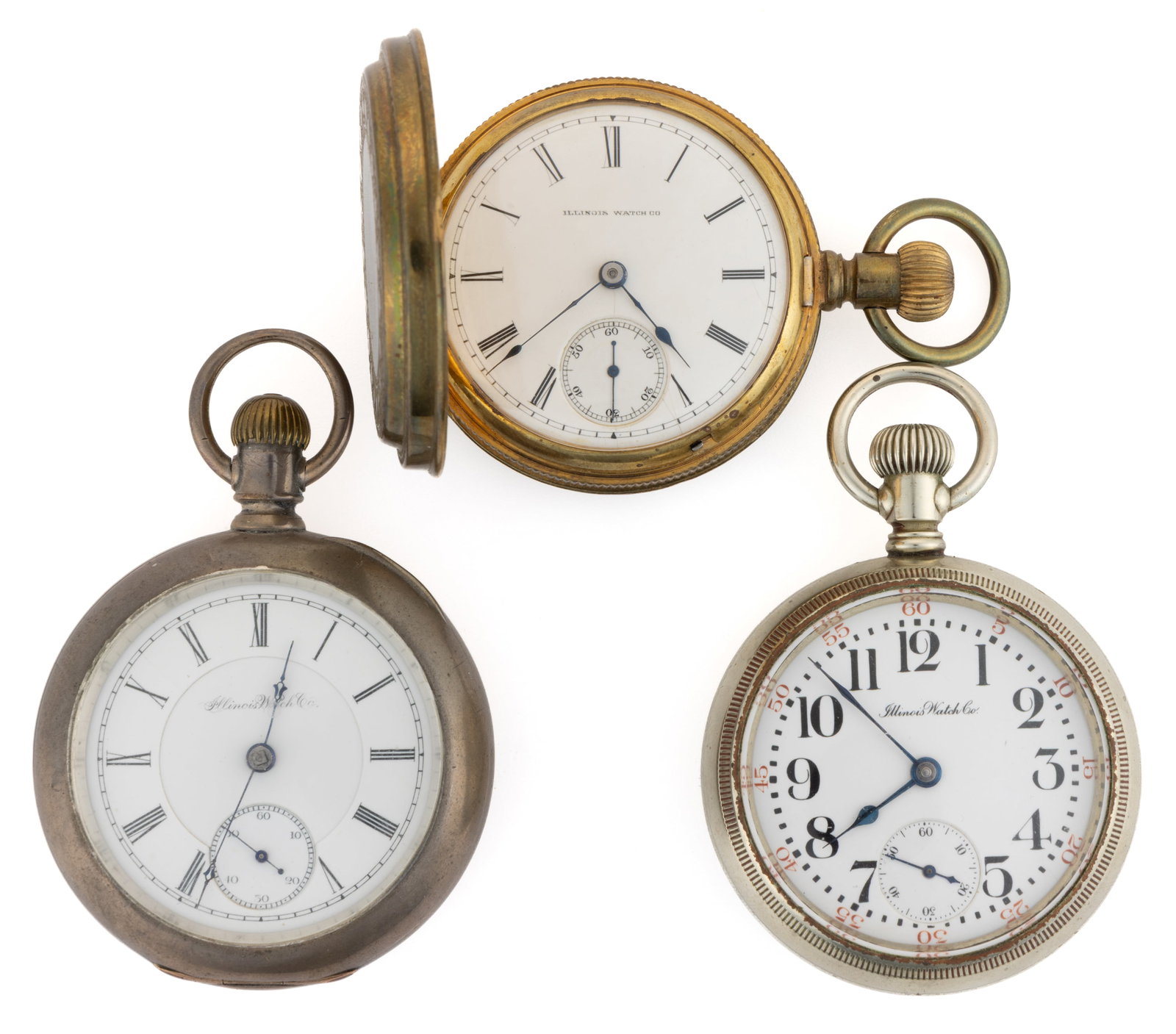 ILLINOIS 17-, 15- AND 11-JEWEL POCKET WATCHES, LOT OF THREE (1 of 4)