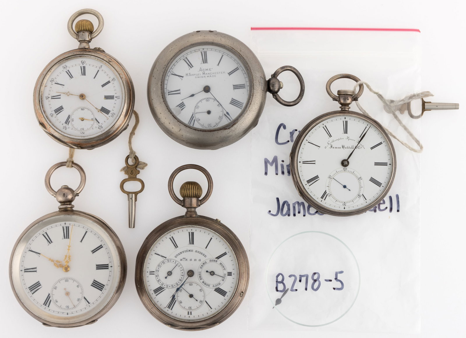 ASSORTED ENGLISH AND CONTINENTAL .935, .925, AND .800 SILVER-CASED POCKET WATCHES, LOT OF FIVE (1 of 3)