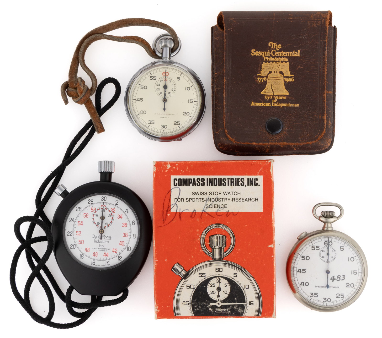 ASSORTED 7-JEWEL STOPWATCHES, LOT OF THREE (1 of 1)
