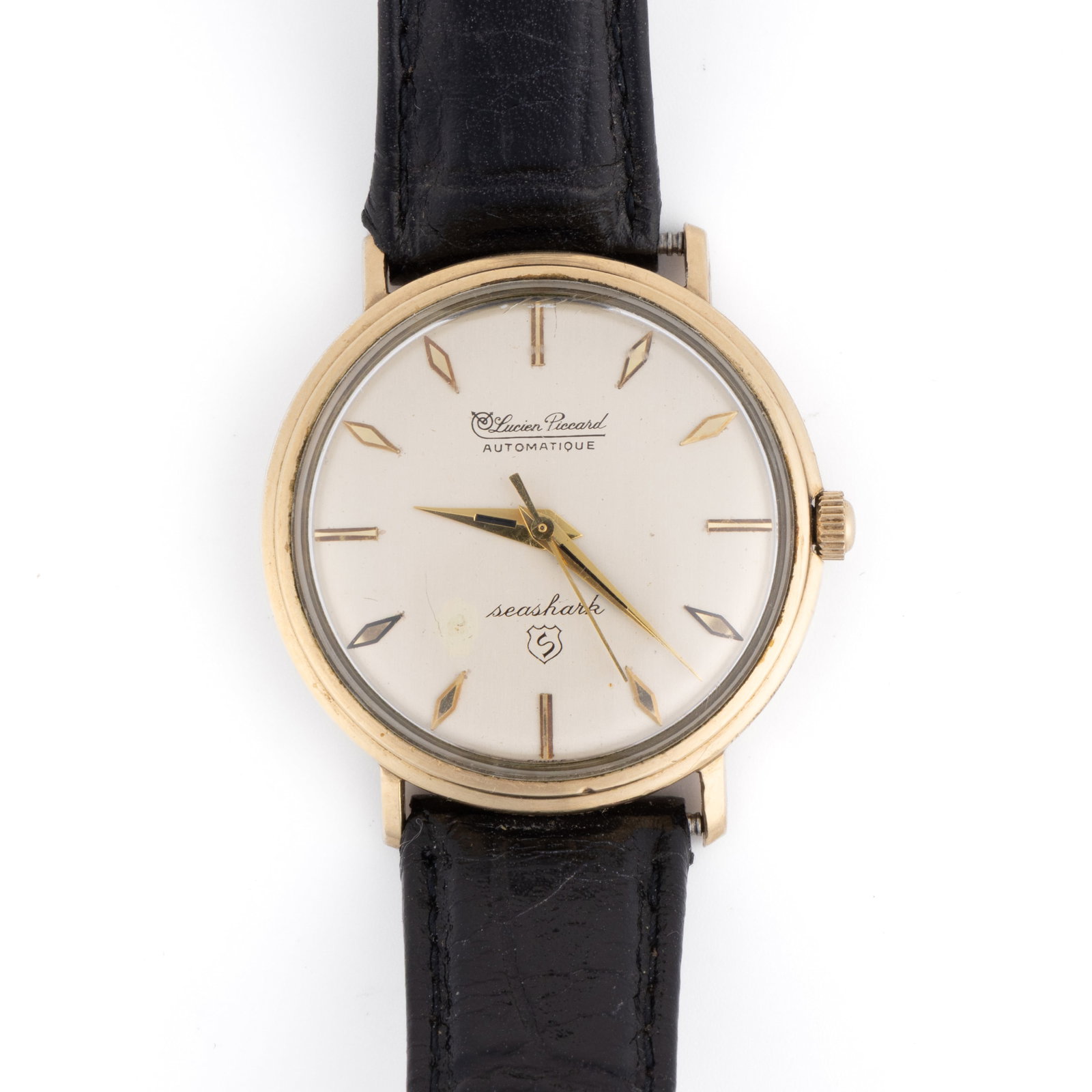 VINTAGE LUCIEN PICCARD SEASHARK 10K YELLOW GOLD FILLED-CASED WRIST WATCH (1 of 4)