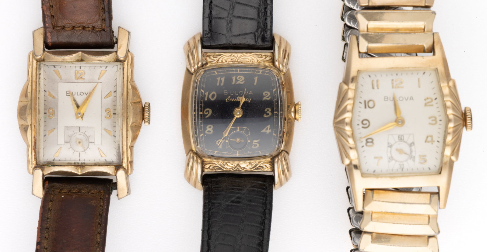 VINTAGE BULOVA MEN'S WRIST WATCHES, LOT OF THREE (1 of 3)