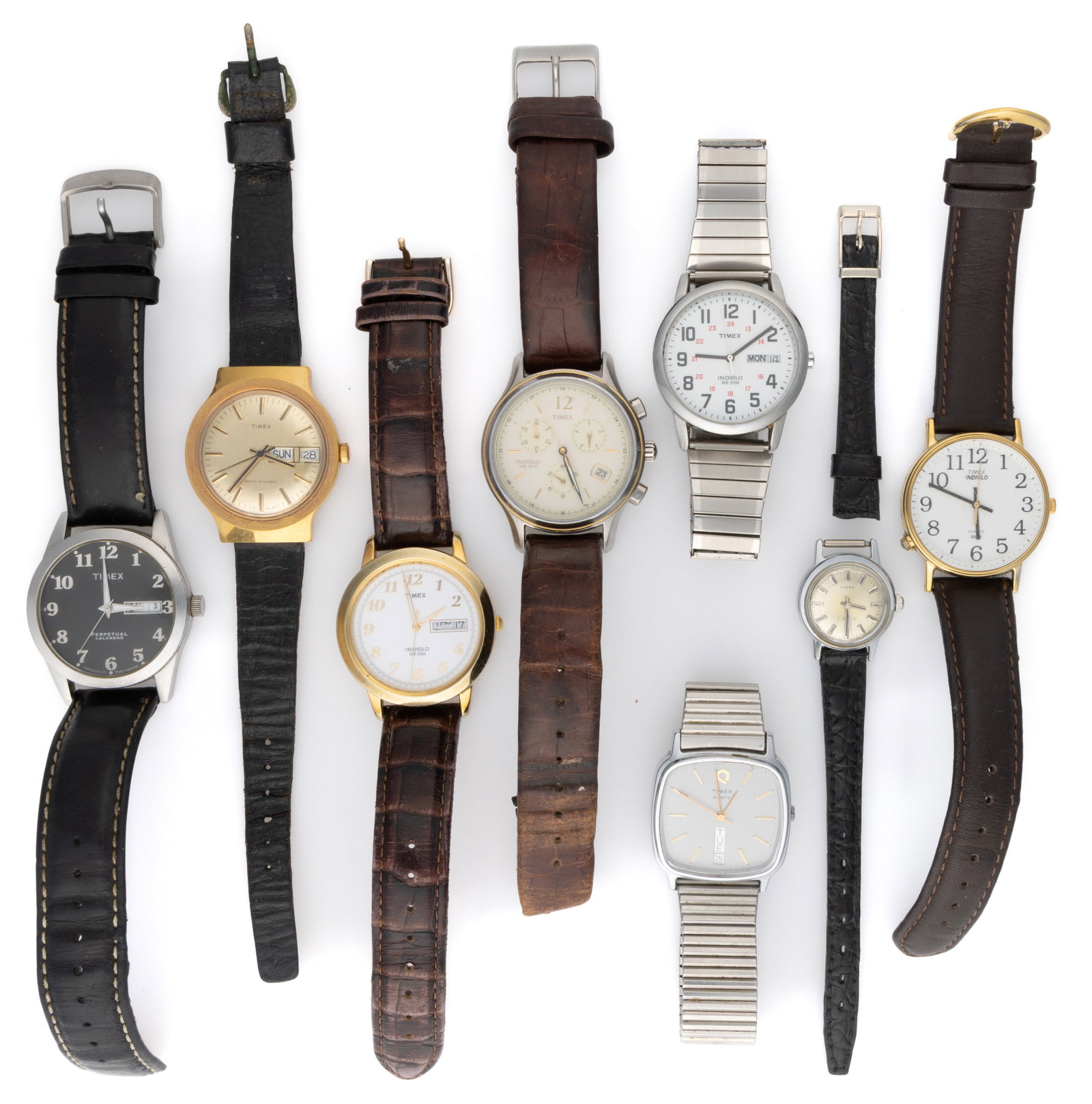 VINTAGE AND CONTEMPORARY TIMEX MEN'S WRIST WATCHES, LOT OF EIGHT (1 of 1)