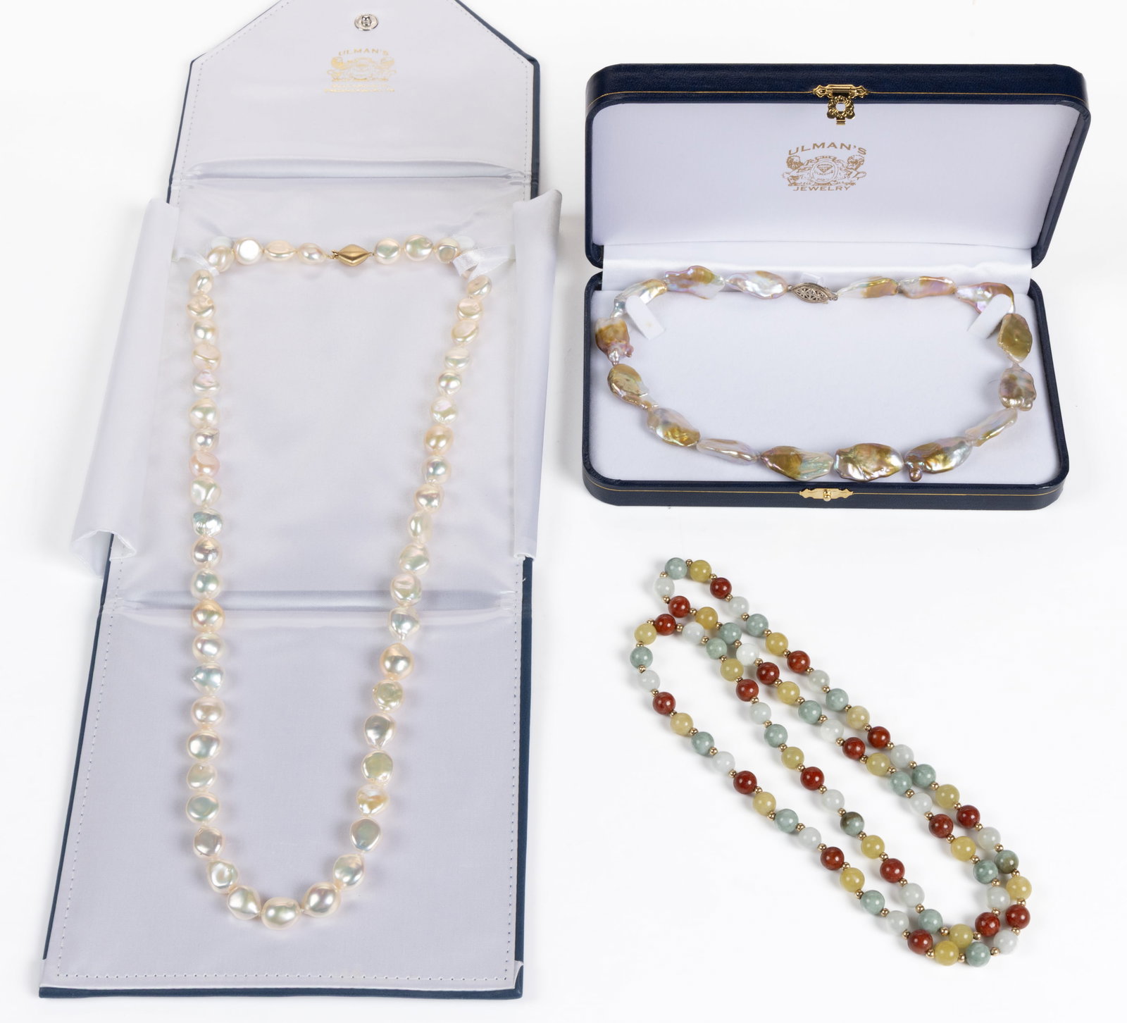VINTAGE / CONTEMPORARY 14K YELLOW GOLD- AND STERLING SILVER-ACCENTED STONE / PEARL NECKLACES, LOT OF (1 of 1)