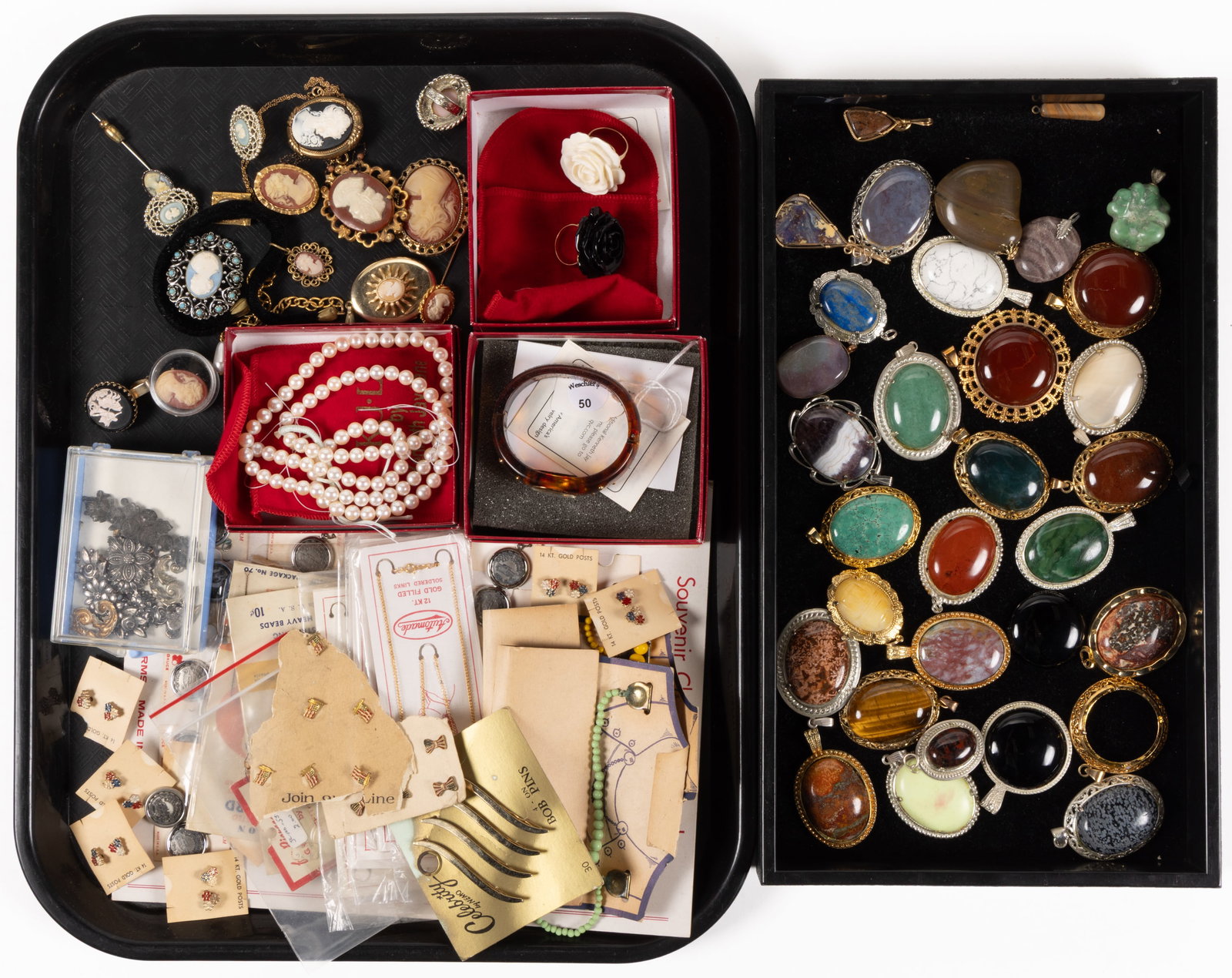 VINTAGE / CONTEMPORARY STONE, CAMEO-TYPE, AND OTHER COSTUME JEWELRY, UNCOUNTED LOT (1 of 3)