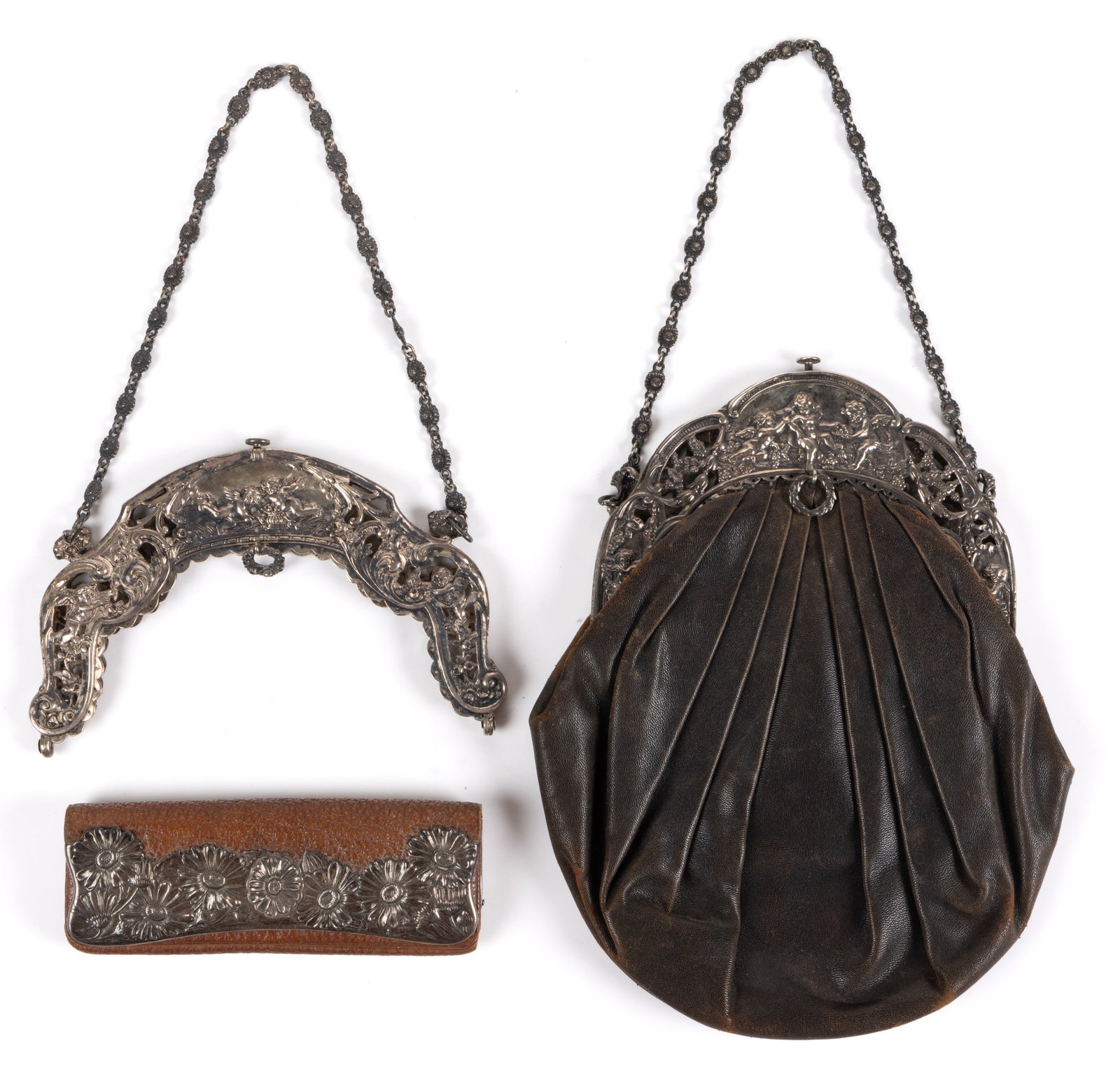 GORHAM STERLING SILVER-FRAMED PURSES, LOT OF THREE (1 of 2)