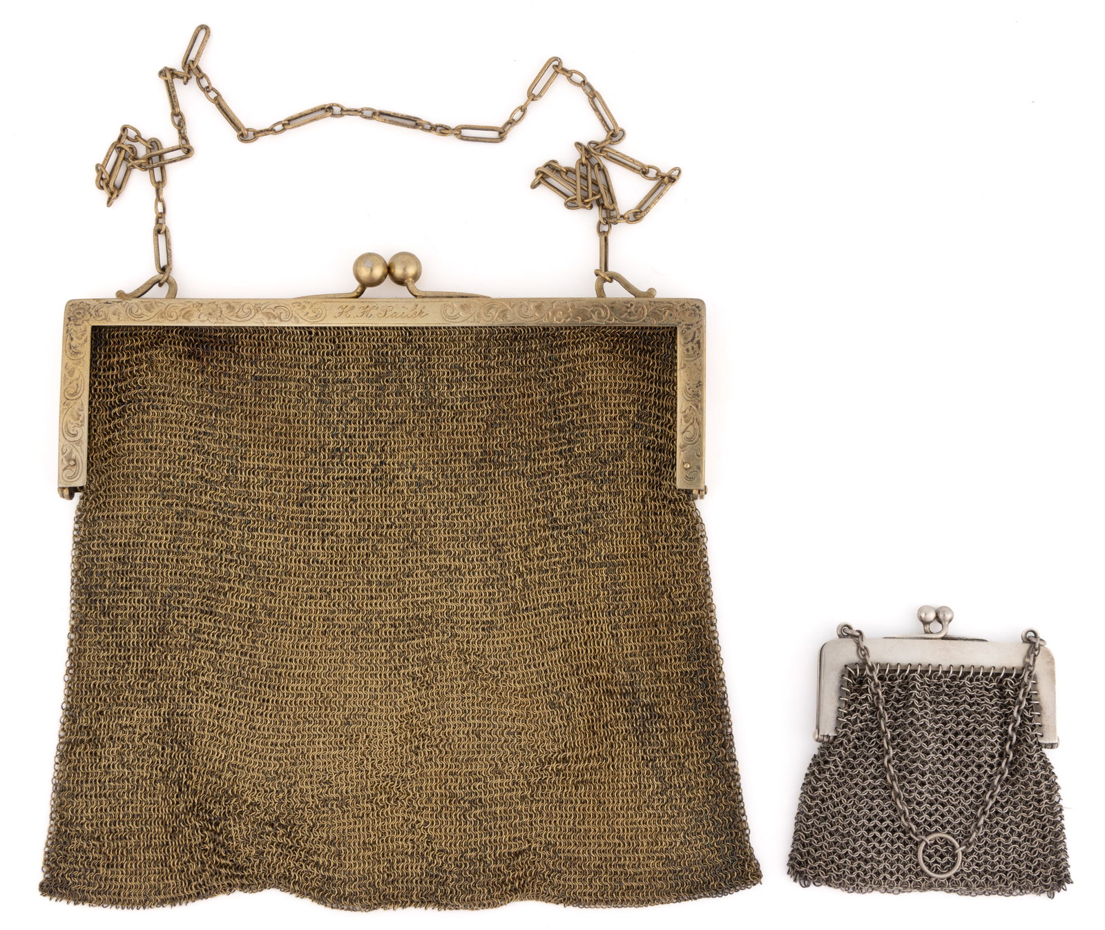 ANTIQUE AMERICAN STERLING SILVER MESH PURSES, LOT OF TWO (1 of 1)